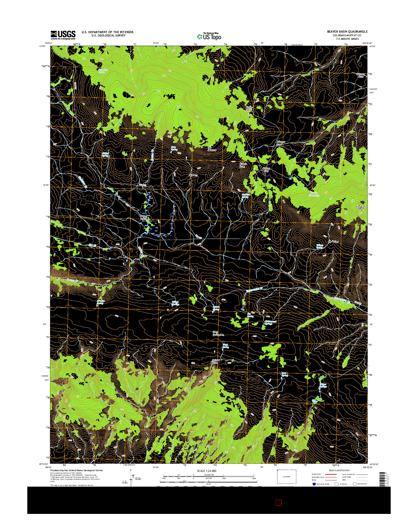 USGS US TOPO 7.5-MINUTE MAP FOR BEAVER BASIN, CO 2016