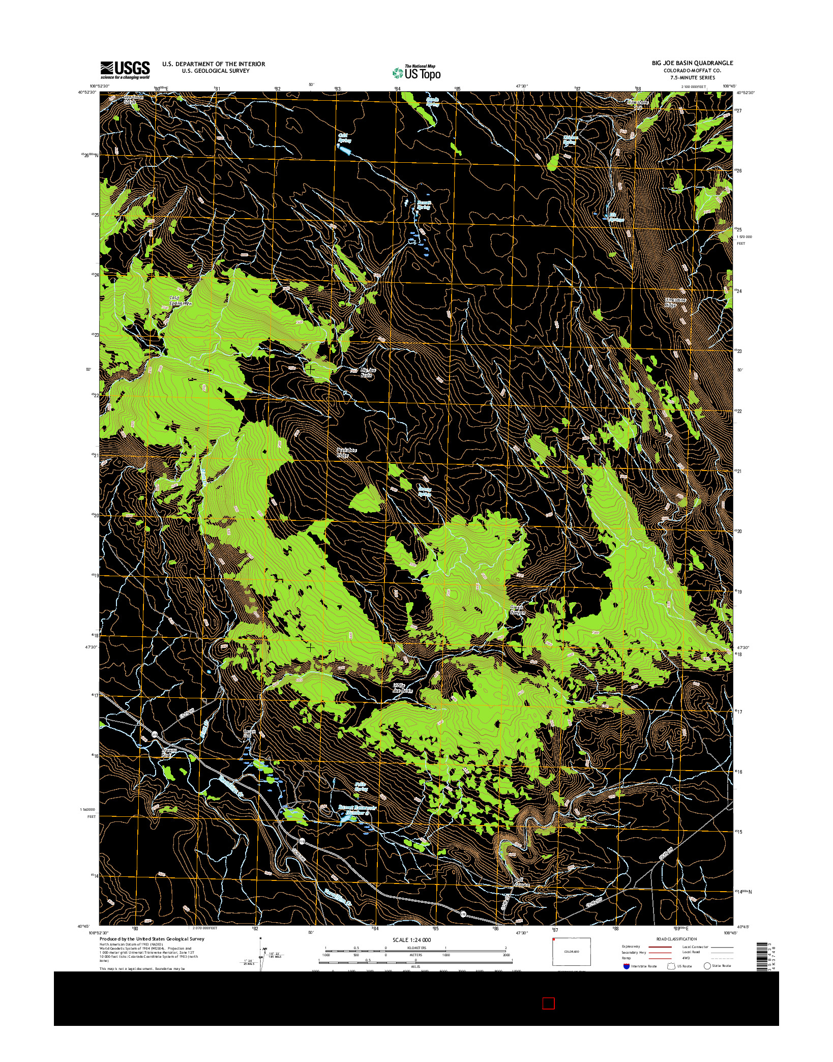 USGS US TOPO 7.5-MINUTE MAP FOR BIG JOE BASIN, CO 2016