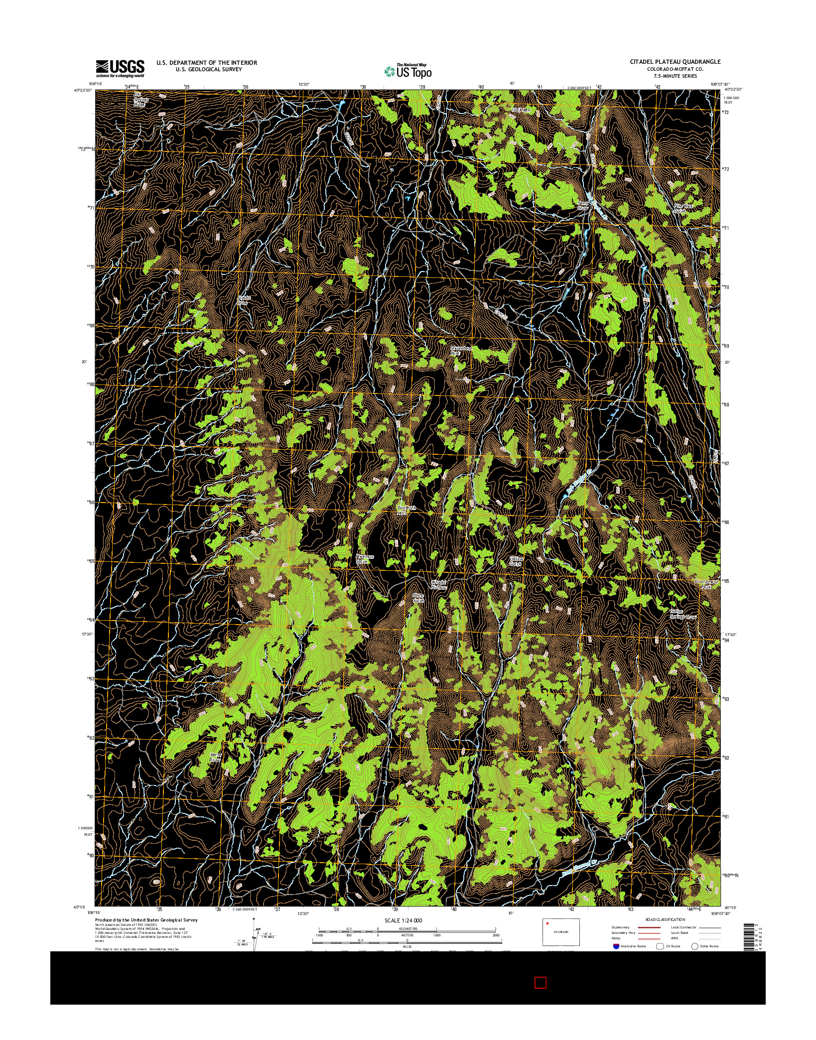 USGS US TOPO 7.5-MINUTE MAP FOR CITADEL PLATEAU, CO 2016