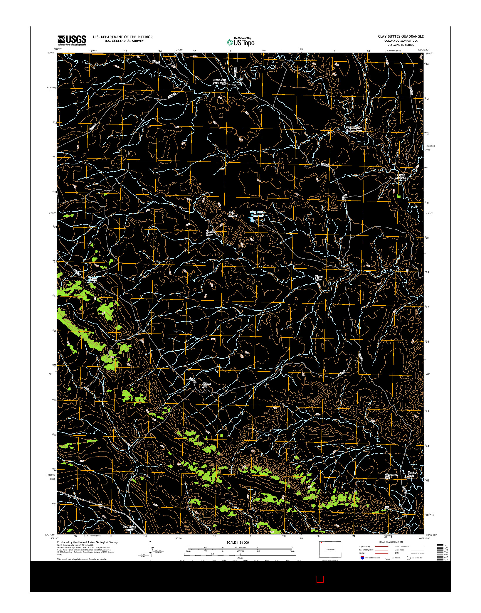 USGS US TOPO 7.5-MINUTE MAP FOR CLAY BUTTES, CO 2016