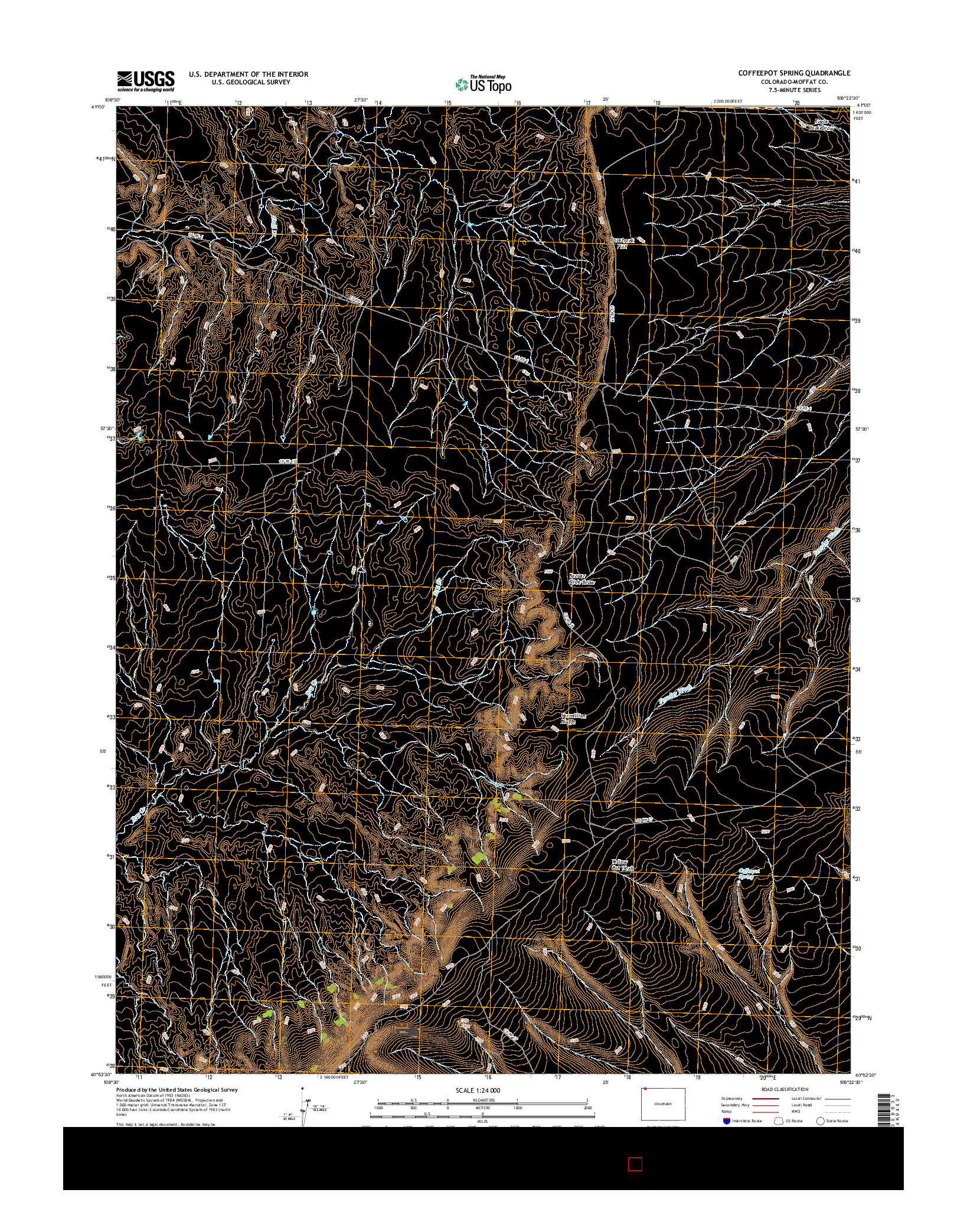 USGS US TOPO 7.5-MINUTE MAP FOR COFFEEPOT SPRING, CO 2016