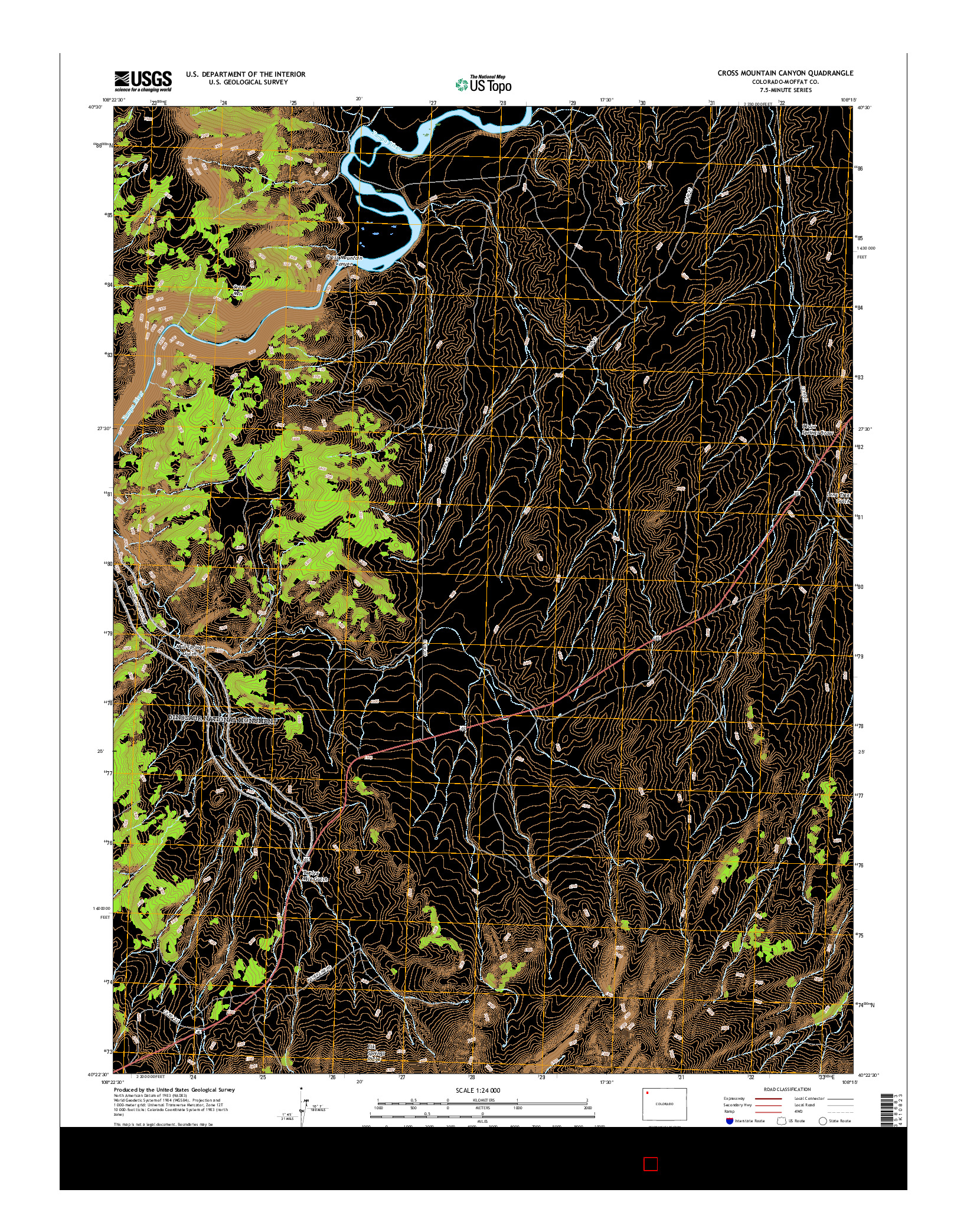 USGS US TOPO 7.5-MINUTE MAP FOR CROSS MOUNTAIN CANYON, CO 2016