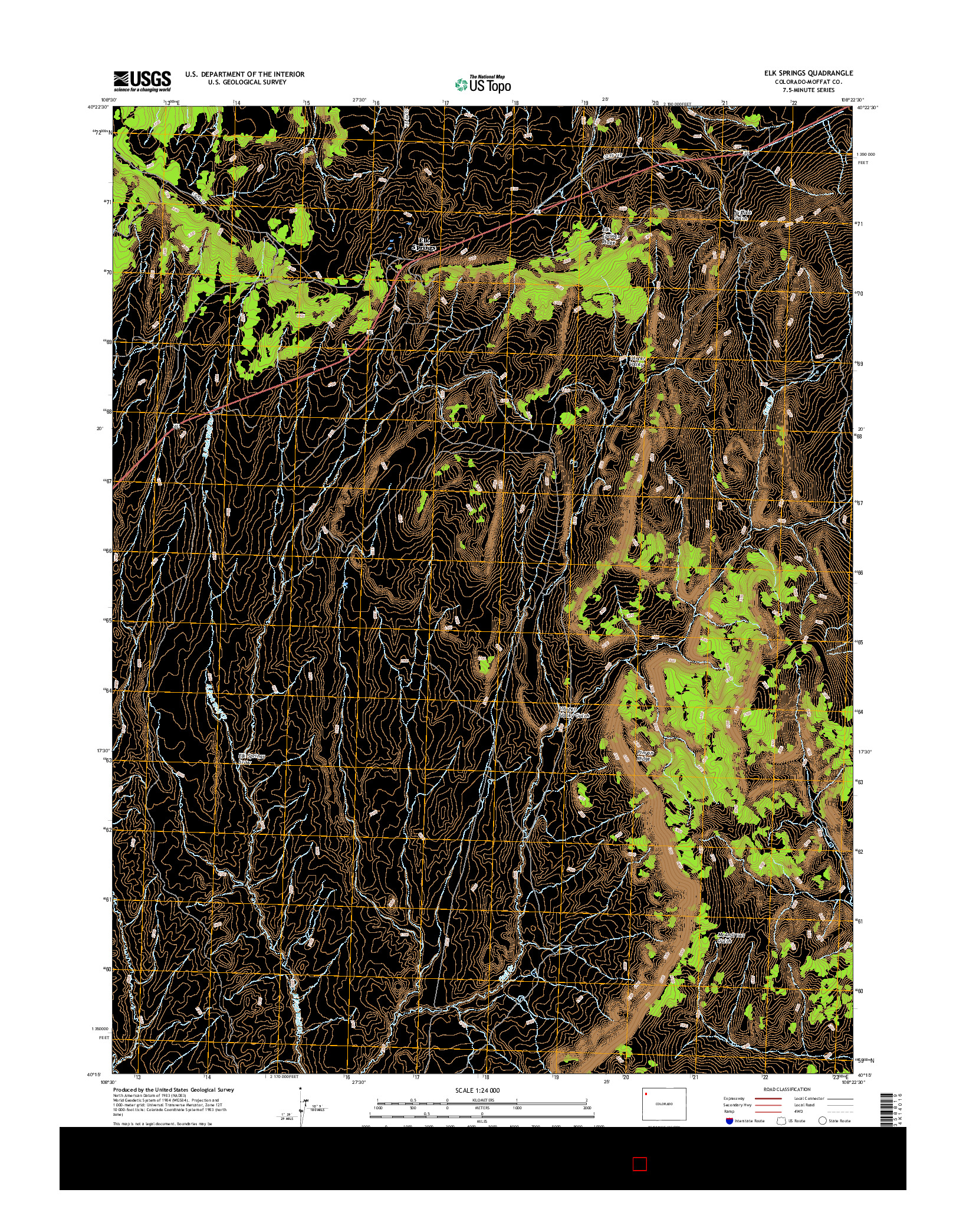 USGS US TOPO 7.5-MINUTE MAP FOR ELK SPRINGS, CO 2016