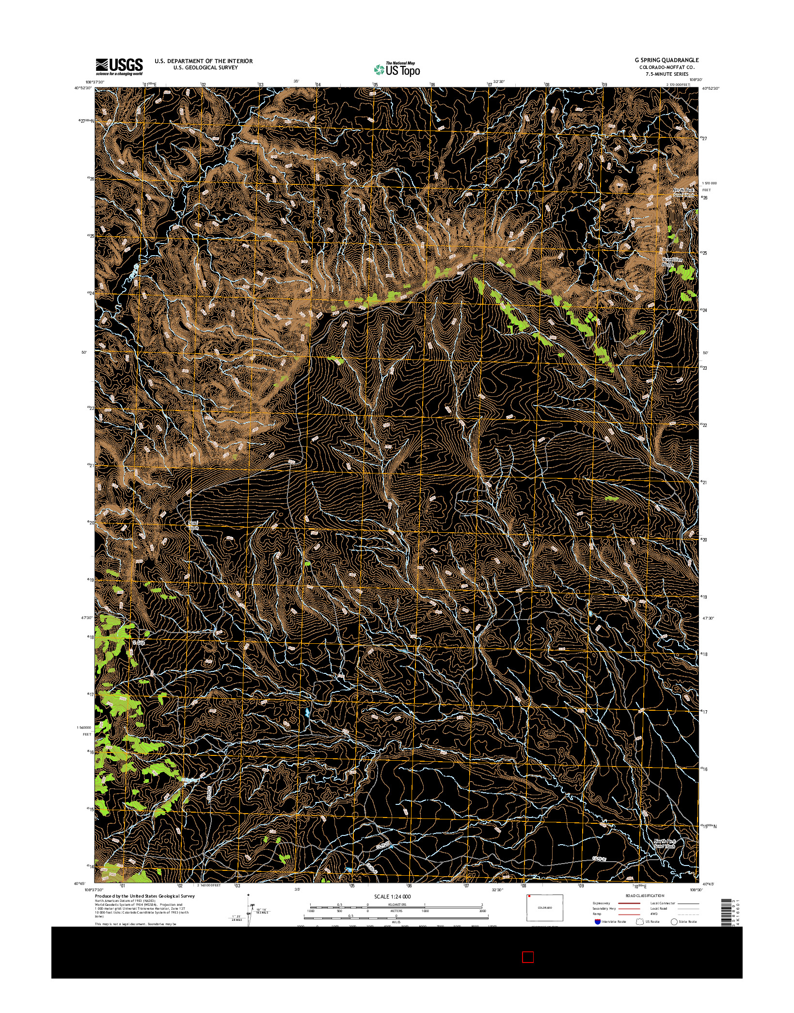 USGS US TOPO 7.5-MINUTE MAP FOR G SPRING, CO 2016