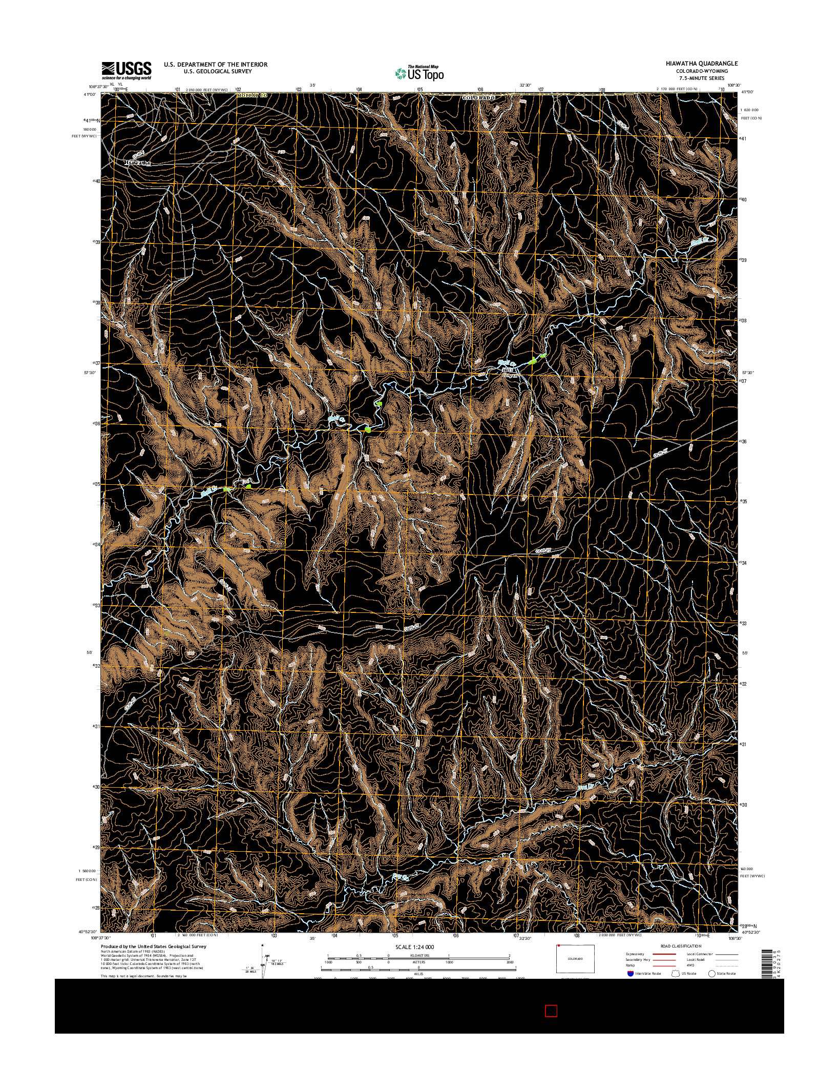 USGS US TOPO 7.5-MINUTE MAP FOR HIAWATHA, CO-WY 2016