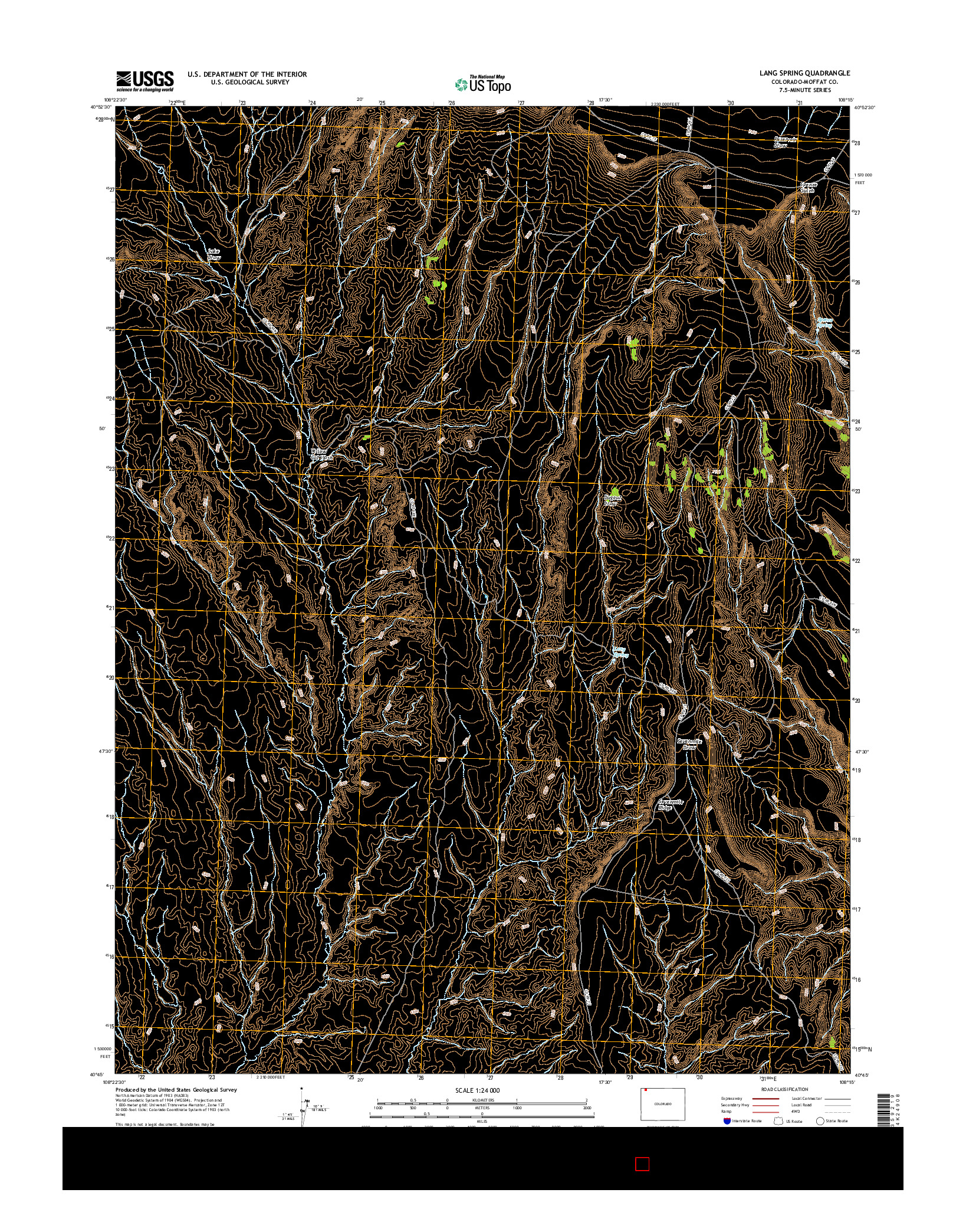 USGS US TOPO 7.5-MINUTE MAP FOR LANG SPRING, CO 2016