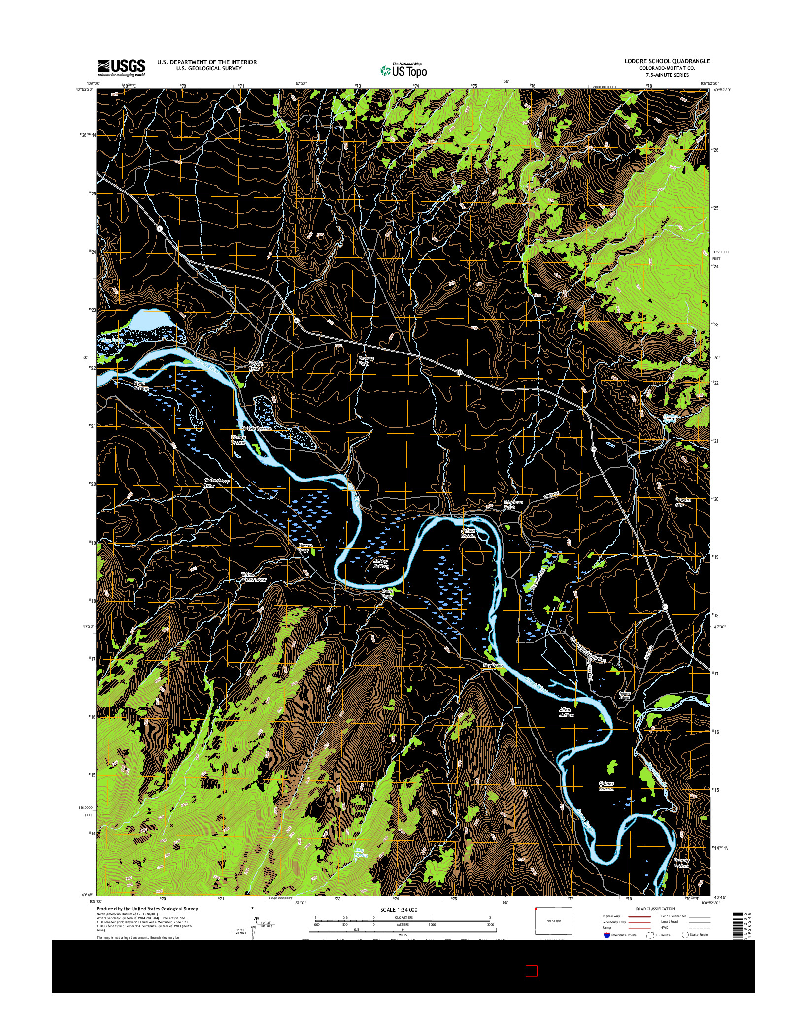 USGS US TOPO 7.5-MINUTE MAP FOR LODORE SCHOOL, CO 2016