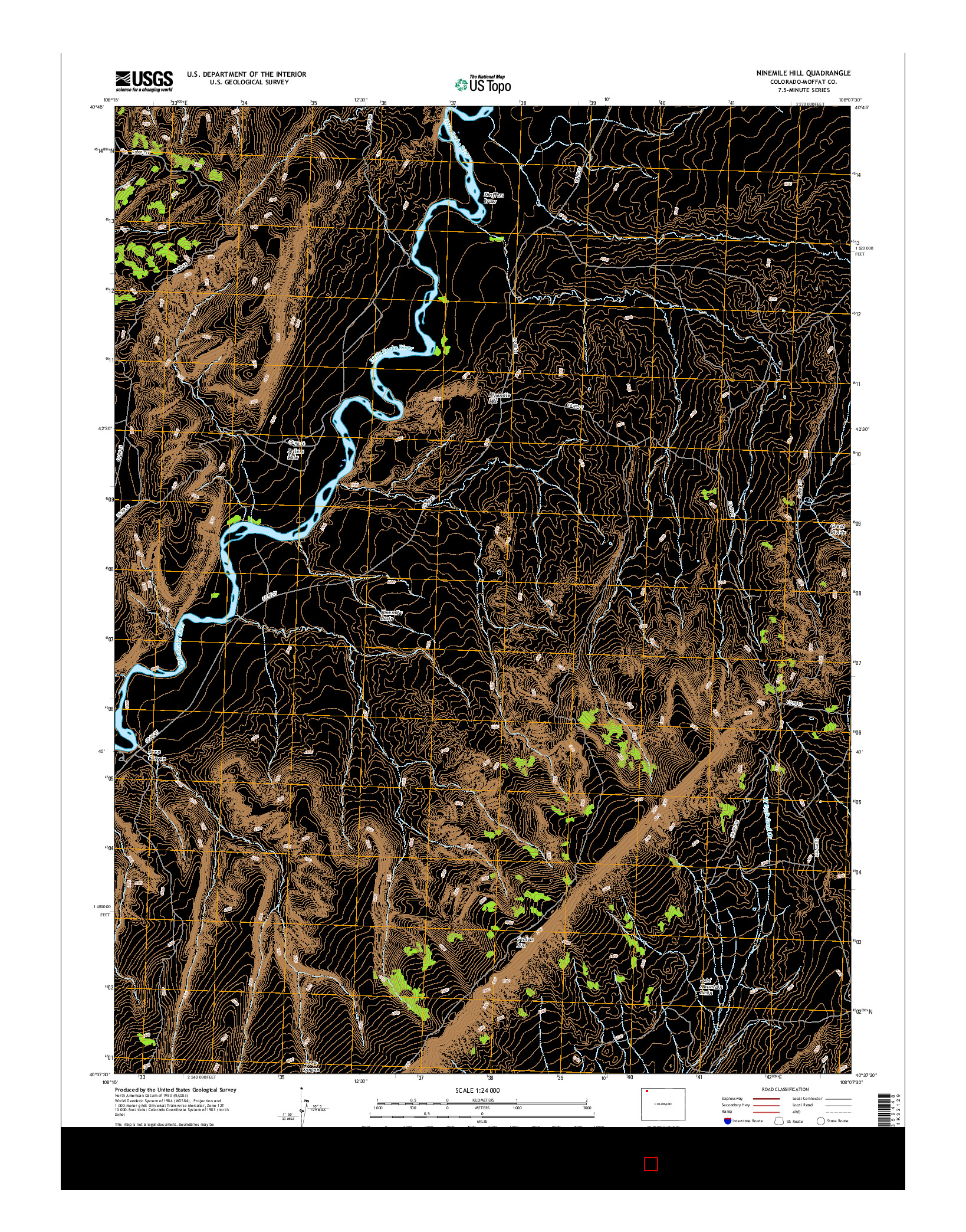 USGS US TOPO 7.5-MINUTE MAP FOR NINEMILE HILL, CO 2016