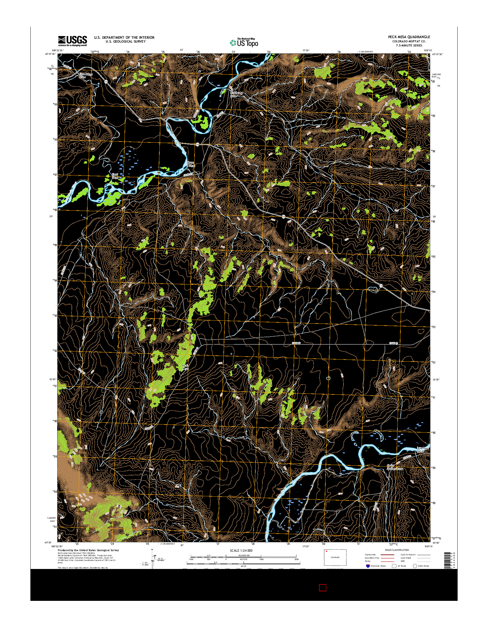 USGS US TOPO 7.5-MINUTE MAP FOR PECK MESA, CO 2016