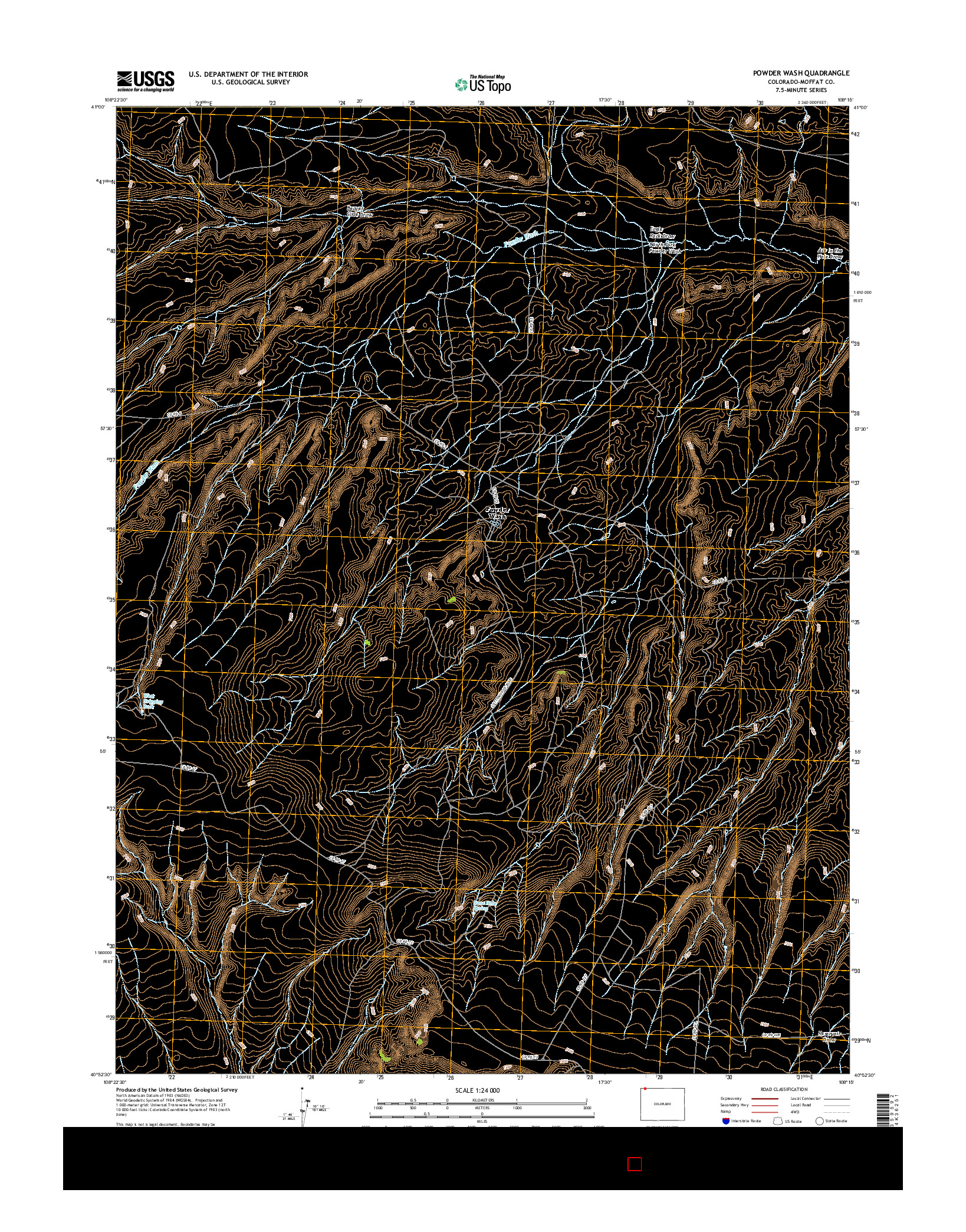 USGS US TOPO 7.5-MINUTE MAP FOR POWDER WASH, CO 2016