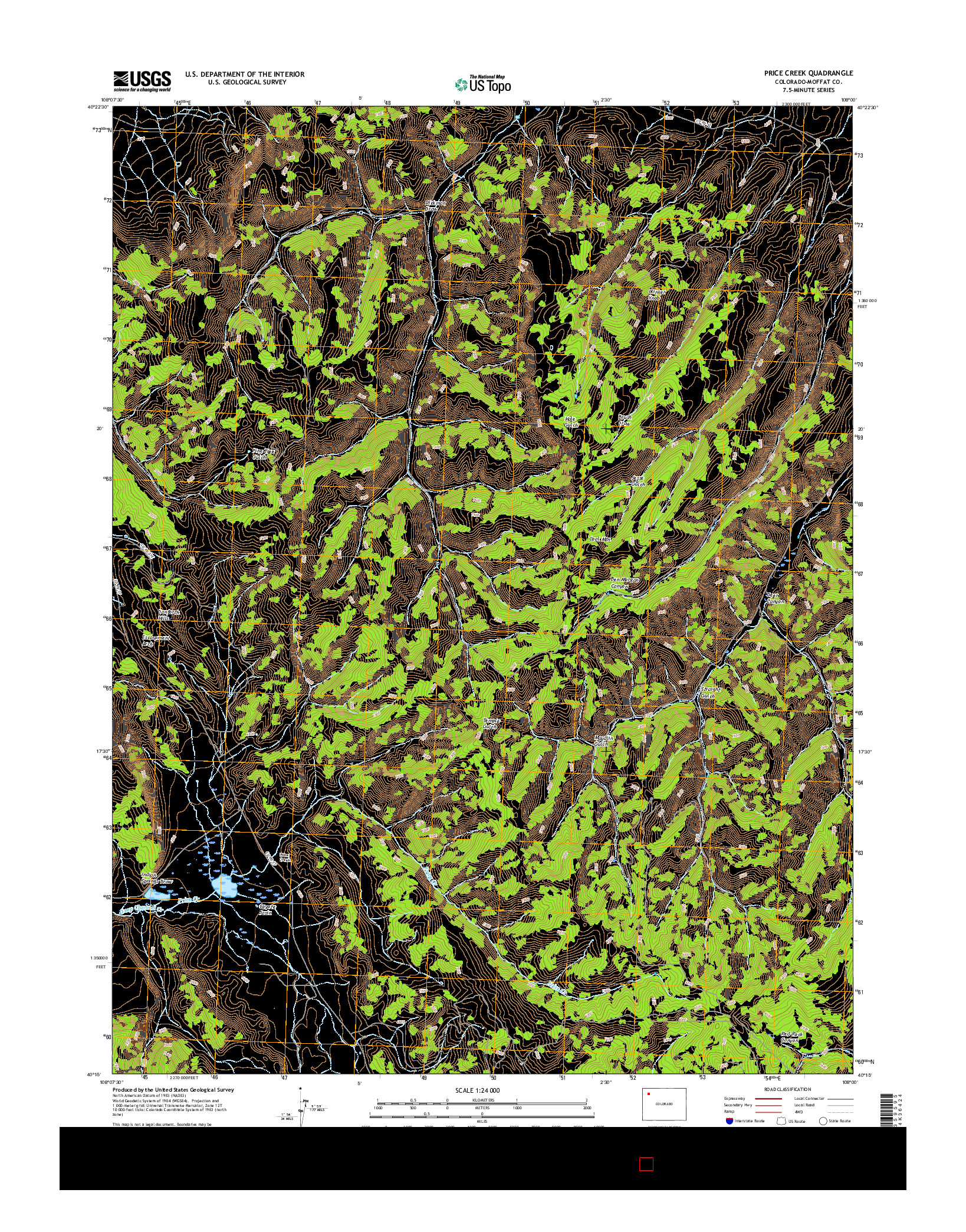 USGS US TOPO 7.5-MINUTE MAP FOR PRICE CREEK, CO 2016