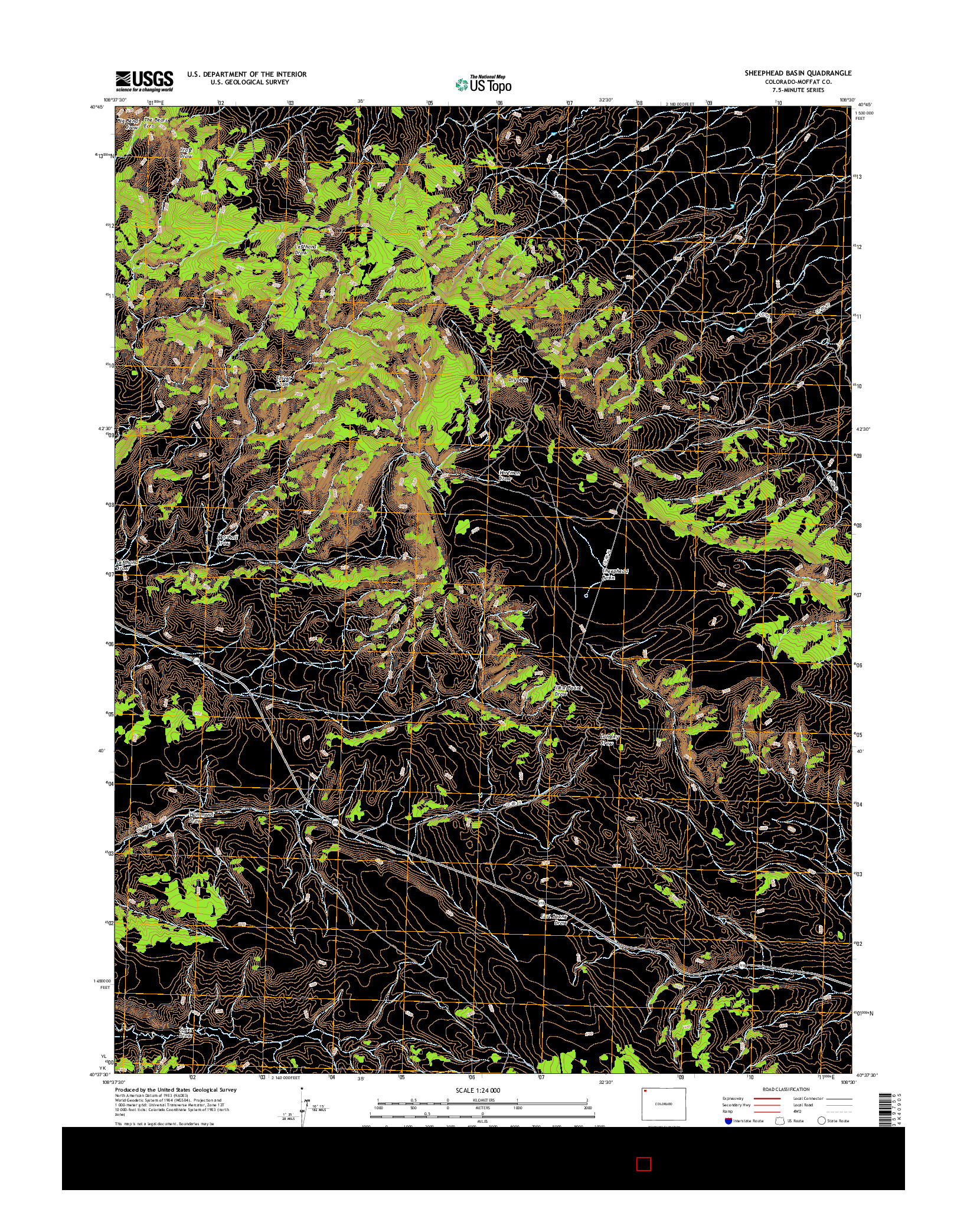 USGS US TOPO 7.5-MINUTE MAP FOR SHEEPHEAD BASIN, CO 2016