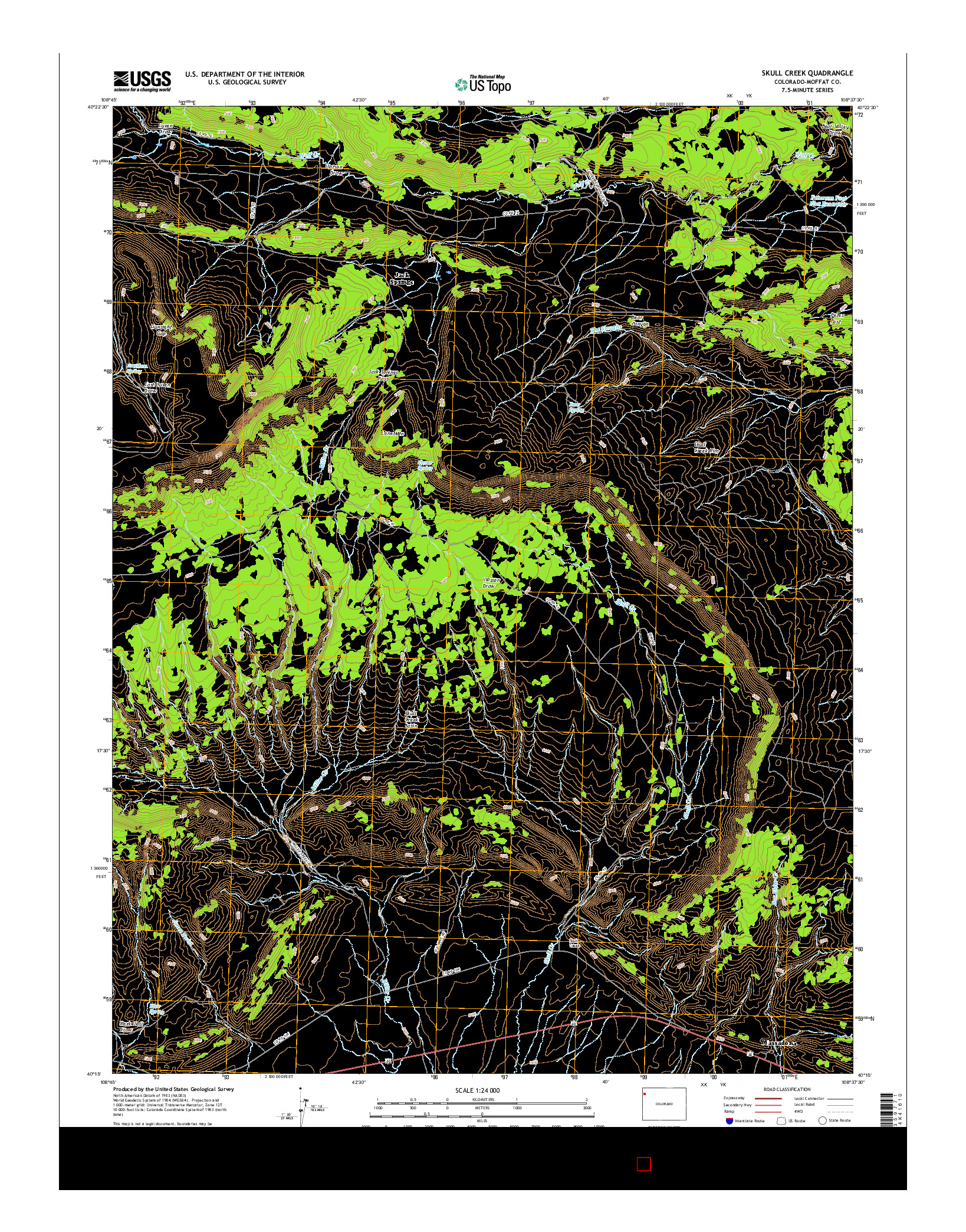 USGS US TOPO 7.5-MINUTE MAP FOR SKULL CREEK, CO 2016