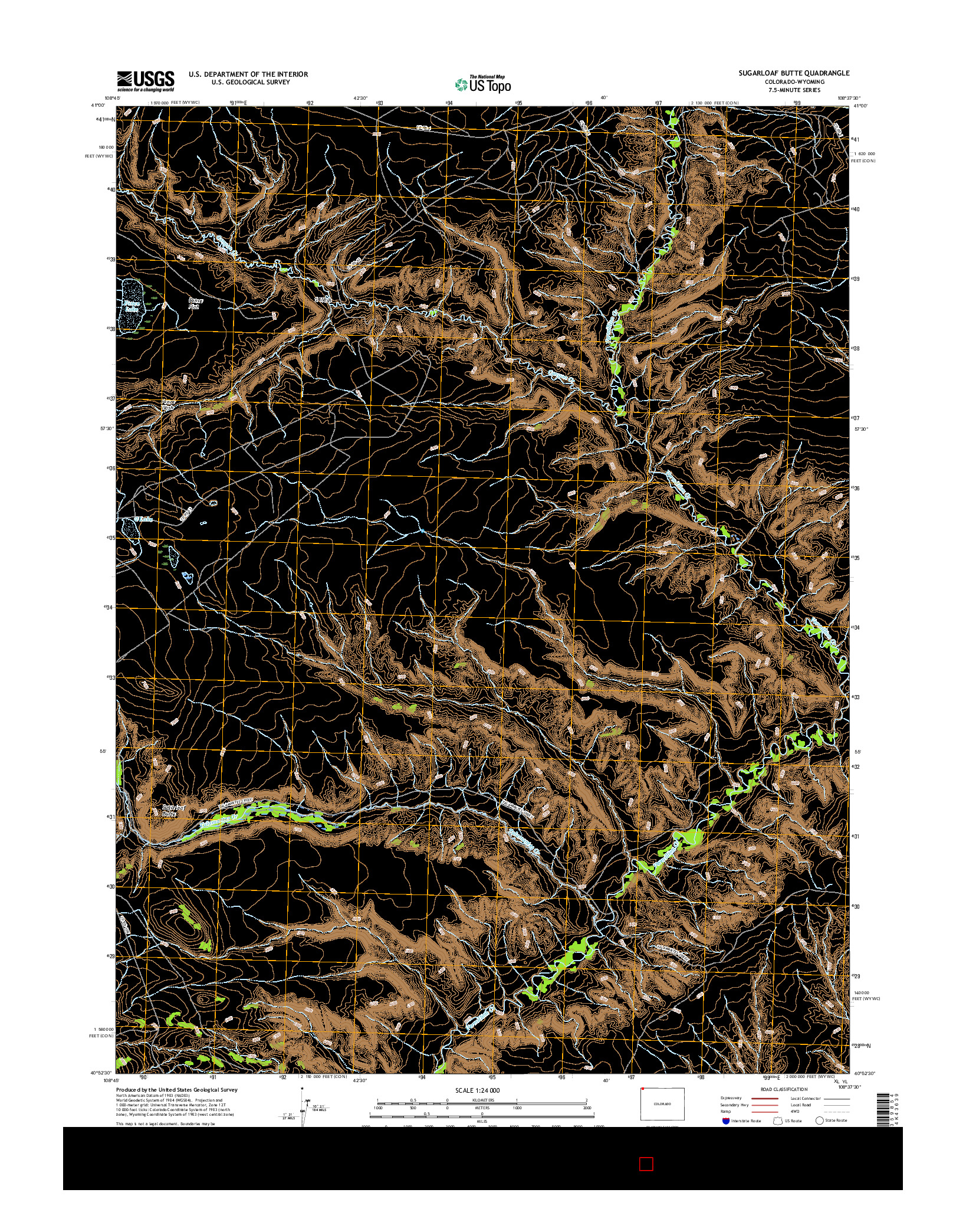 USGS US TOPO 7.5-MINUTE MAP FOR SUGARLOAF BUTTE, CO-WY 2016
