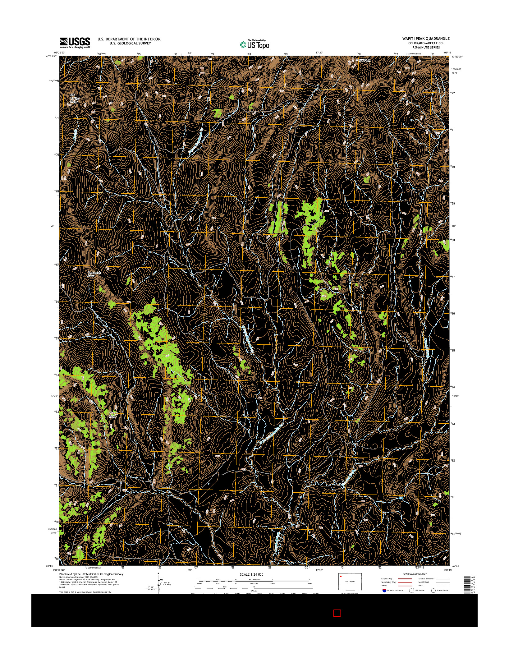 USGS US TOPO 7.5-MINUTE MAP FOR WAPITI PEAK, CO 2016