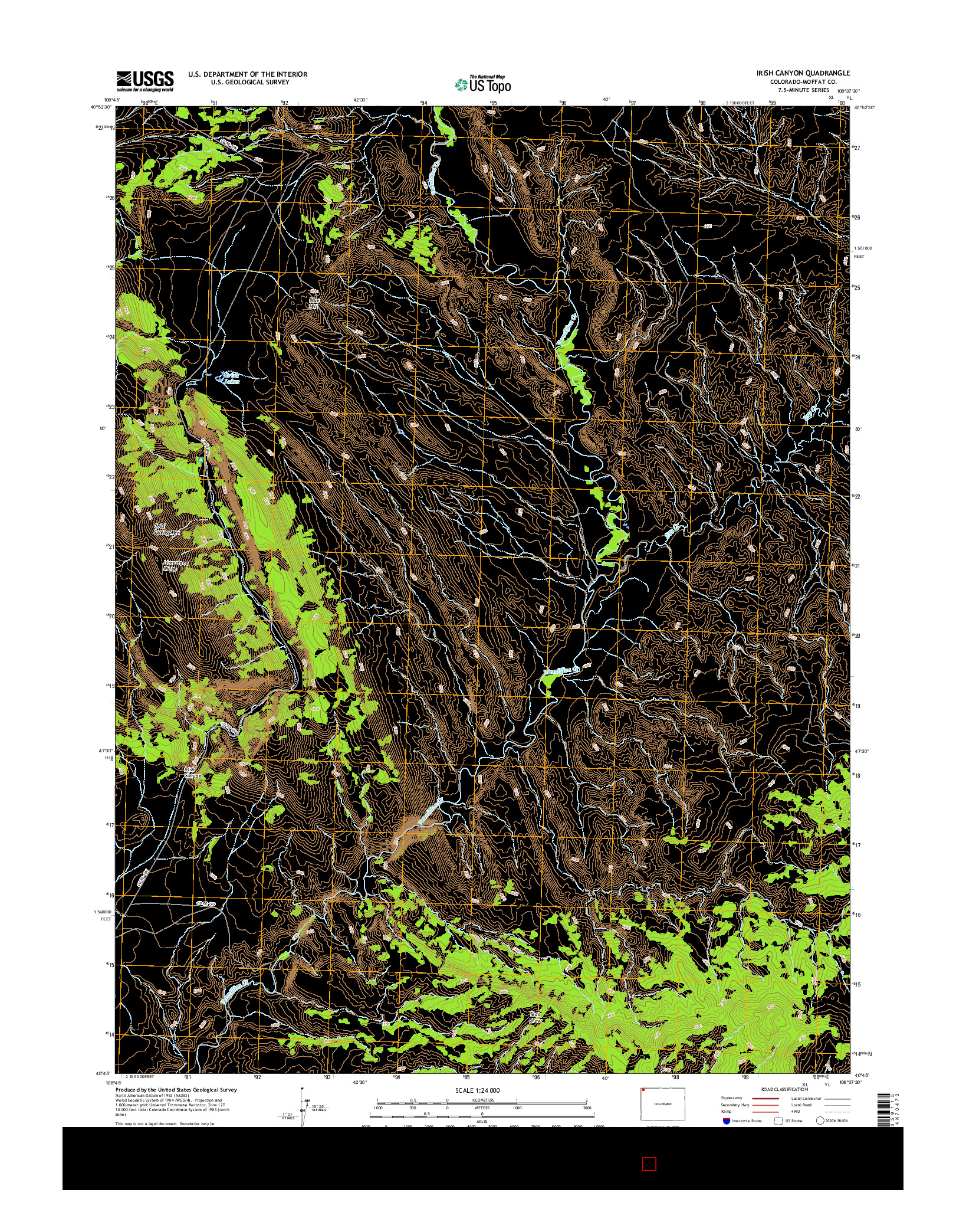 USGS US TOPO 7.5-MINUTE MAP FOR IRISH CANYON, CO 2016