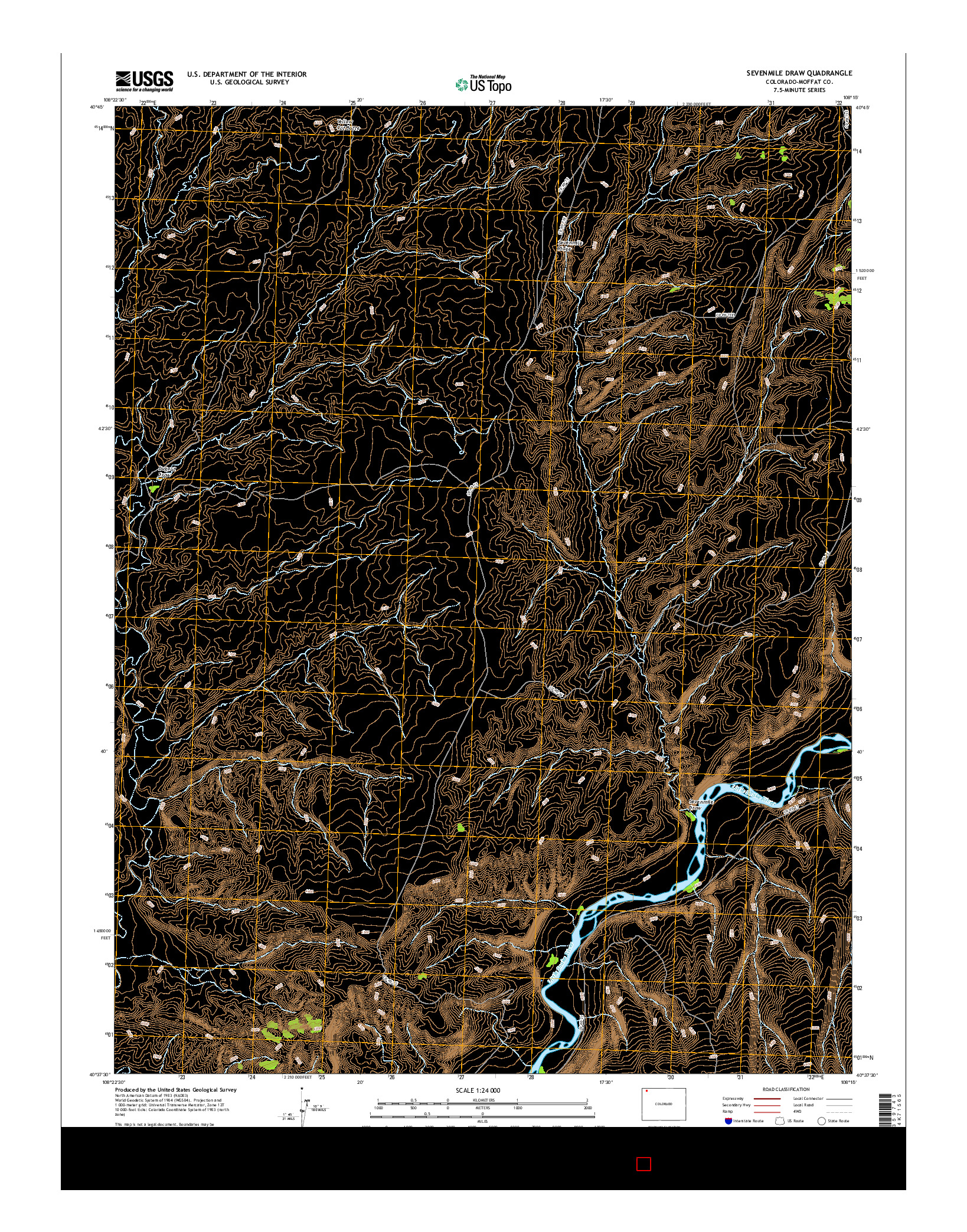 USGS US TOPO 7.5-MINUTE MAP FOR SEVENMILE DRAW, CO 2016