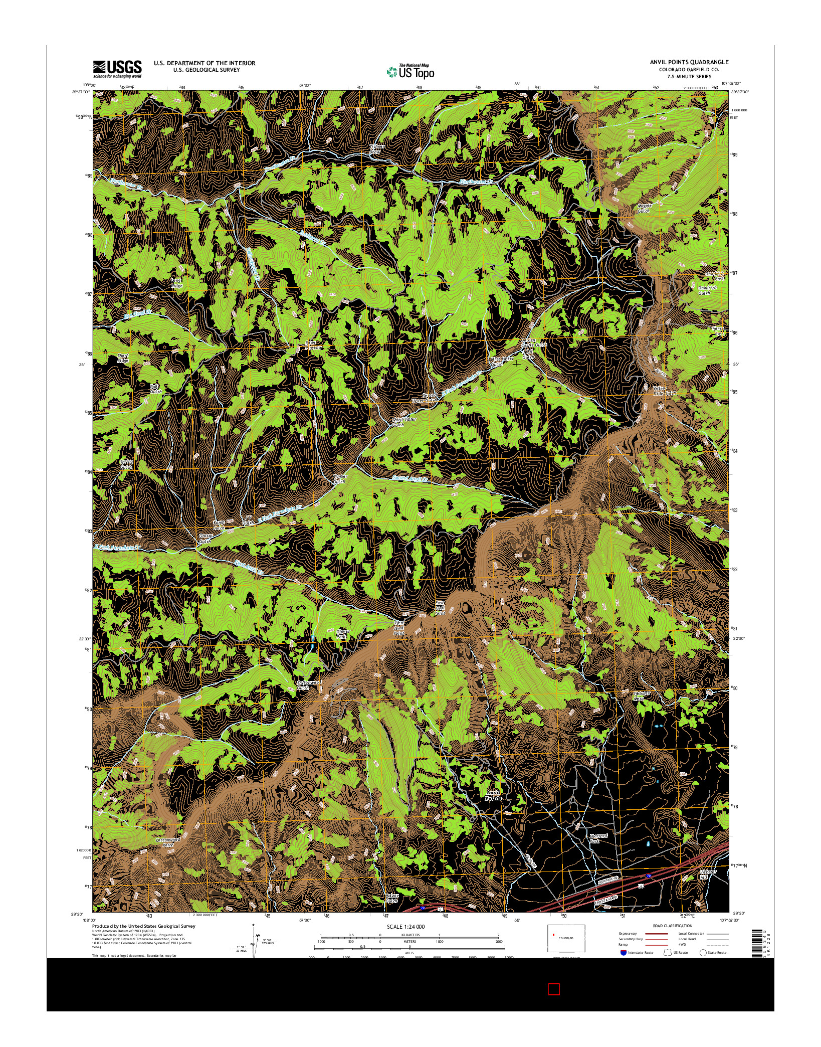 USGS US TOPO 7.5-MINUTE MAP FOR ANVIL POINTS, CO 2016