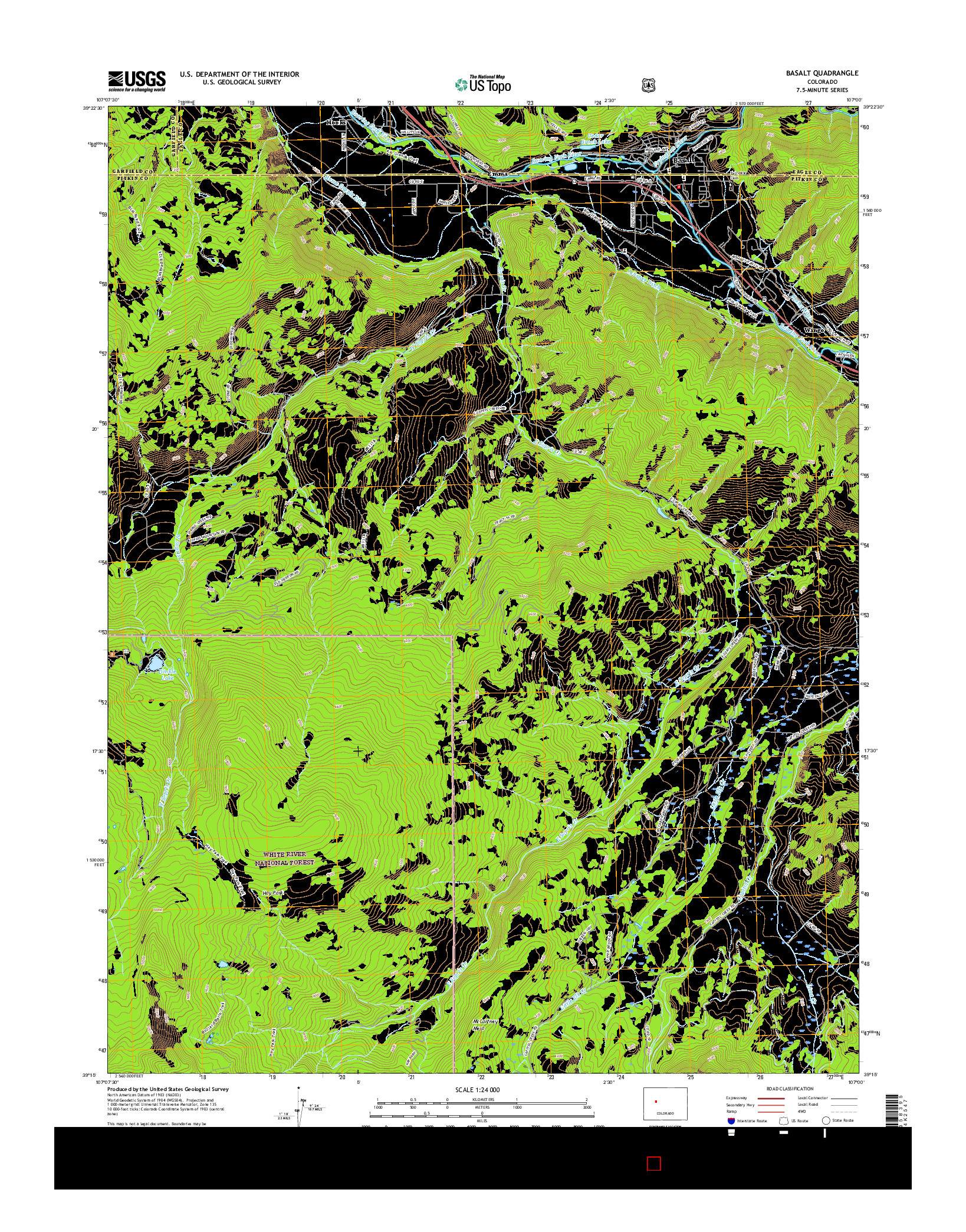 USGS US TOPO 7.5-MINUTE MAP FOR BASALT, CO 2016