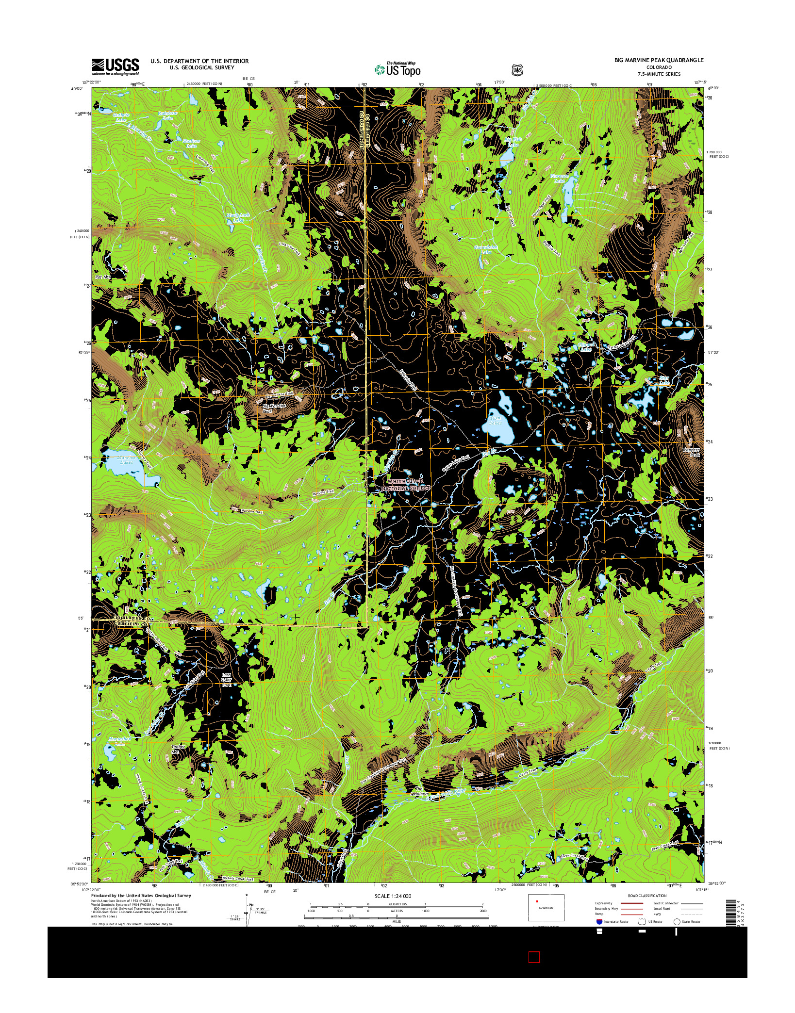 USGS US TOPO 7.5-MINUTE MAP FOR BIG MARVINE PEAK, CO 2016