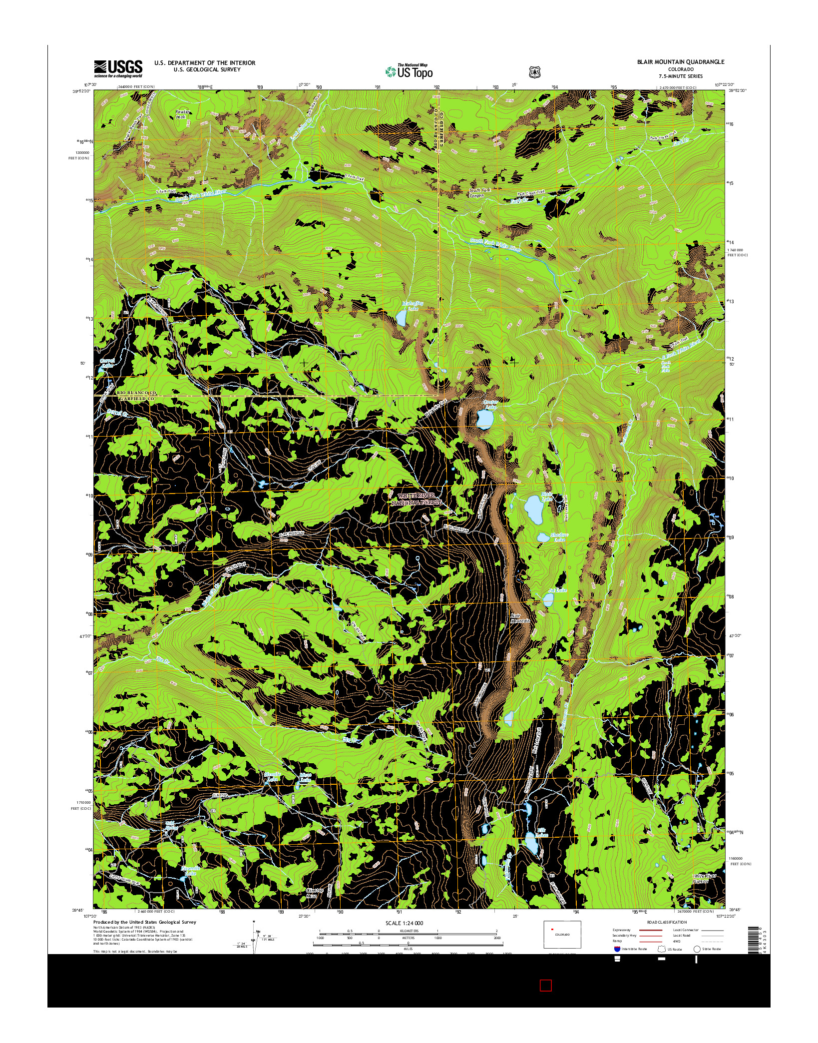 USGS US TOPO 7.5-MINUTE MAP FOR BLAIR MOUNTAIN, CO 2016