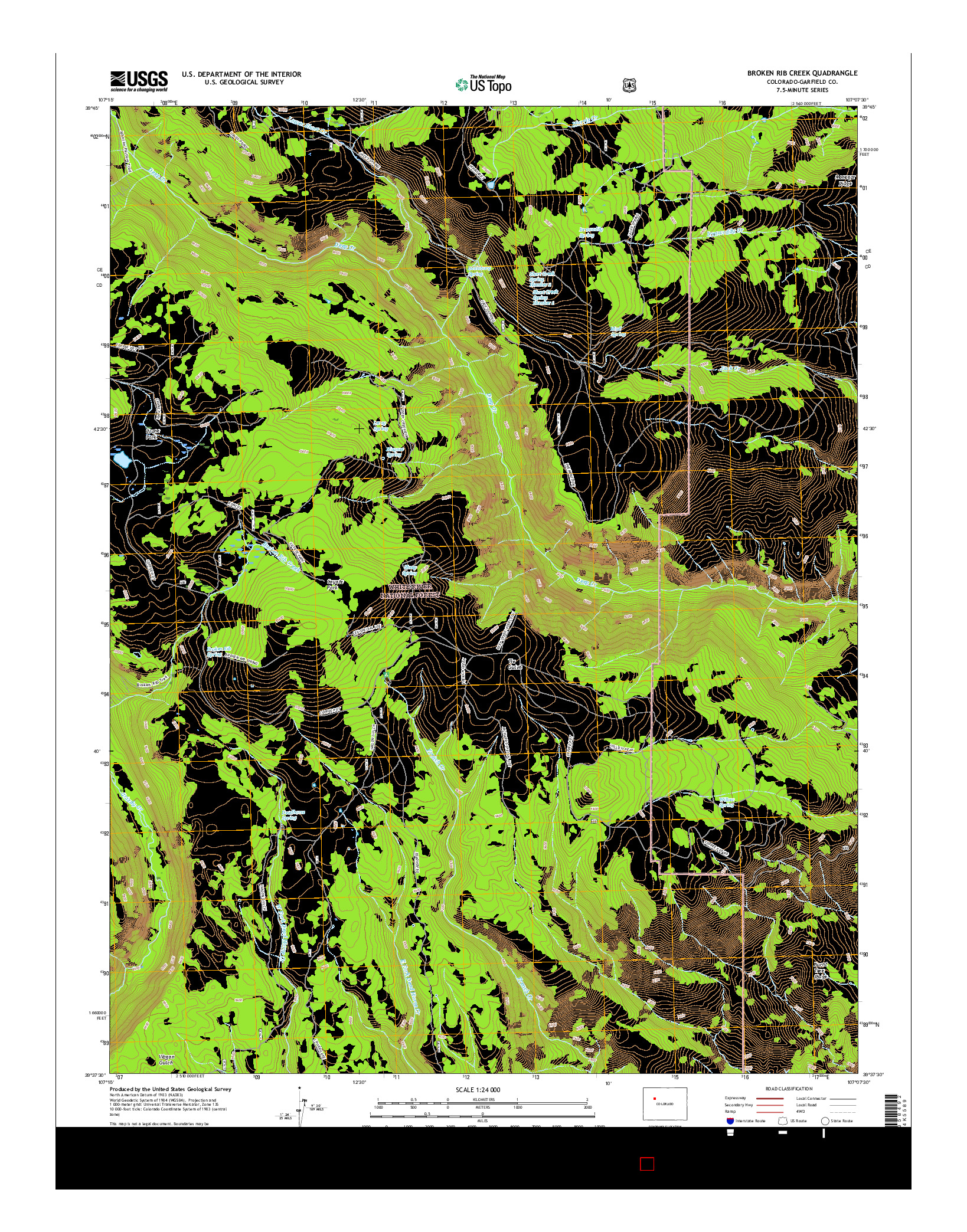 USGS US TOPO 7.5-MINUTE MAP FOR BROKEN RIB CREEK, CO 2016