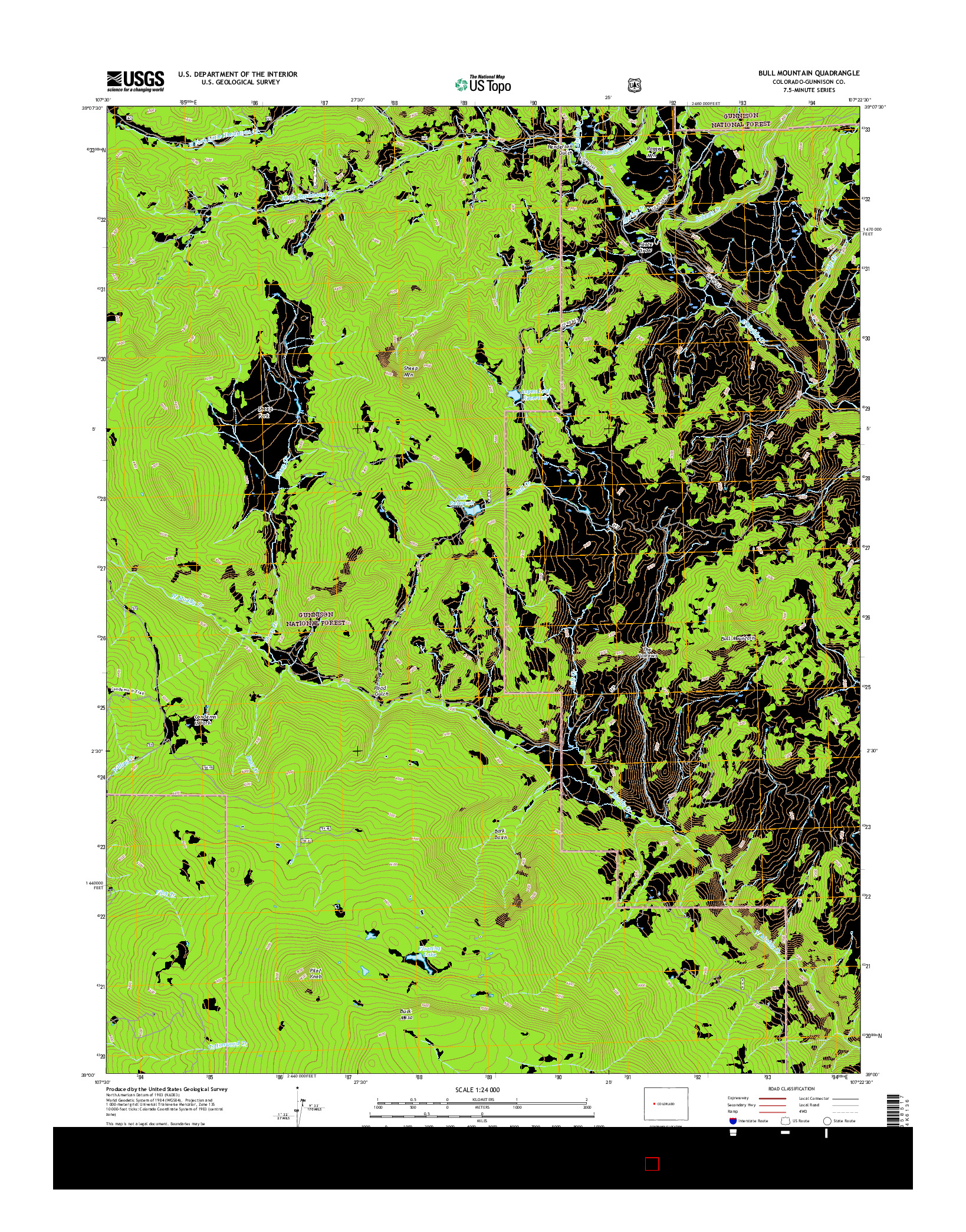 USGS US TOPO 7.5-MINUTE MAP FOR BULL MOUNTAIN, CO 2016