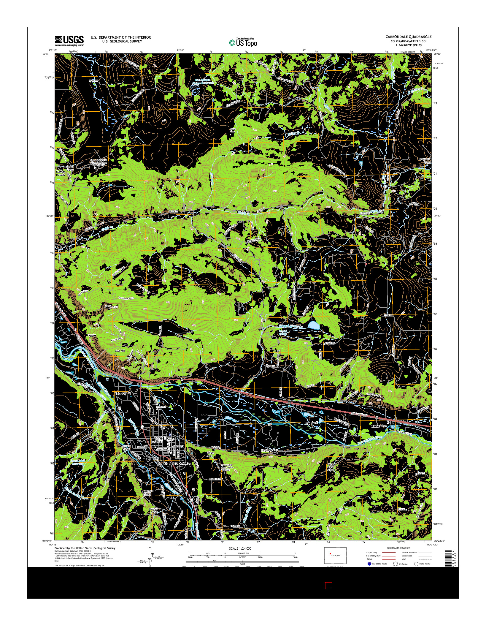 USGS US TOPO 7.5-MINUTE MAP FOR CARBONDALE, CO 2016