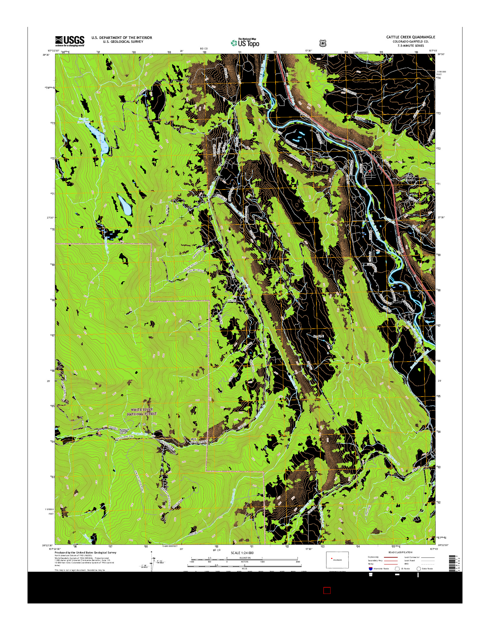 USGS US TOPO 7.5-MINUTE MAP FOR CATTLE CREEK, CO 2016