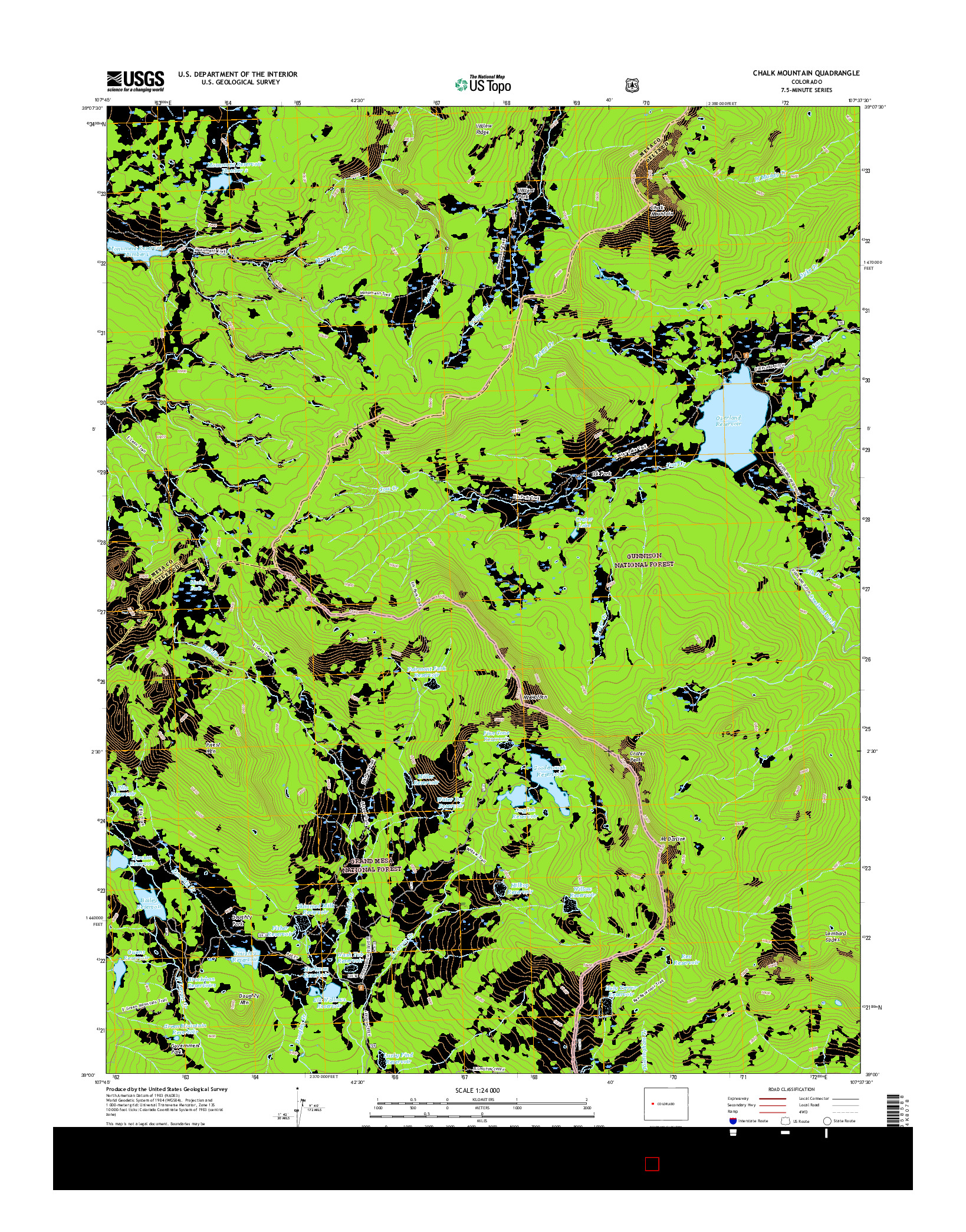 USGS US TOPO 7.5-MINUTE MAP FOR CHALK MOUNTAIN, CO 2016