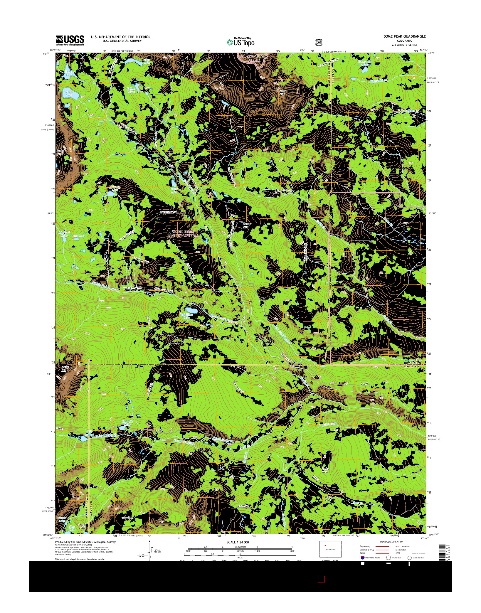 USGS US TOPO 7.5-MINUTE MAP FOR DOME PEAK, CO 2016