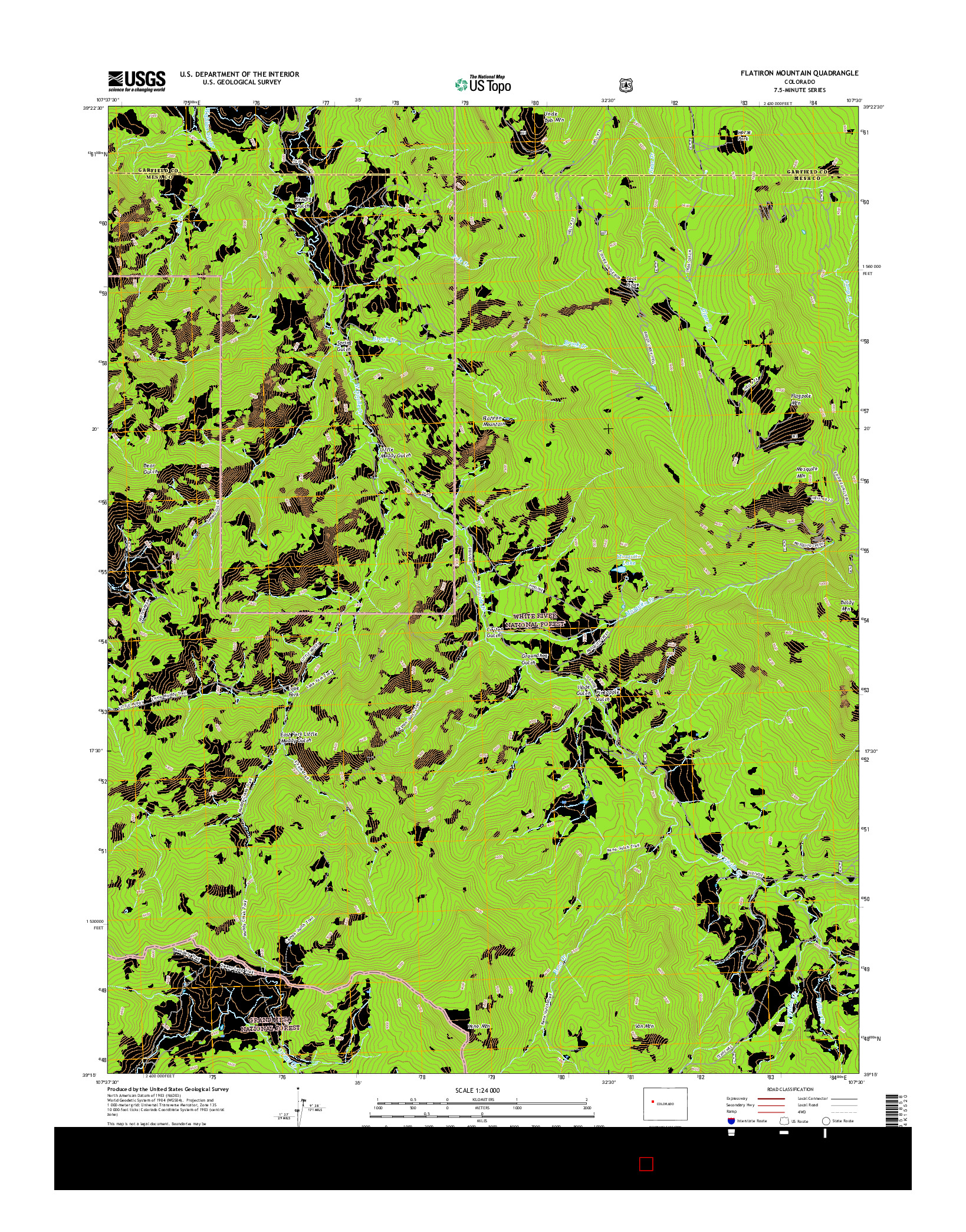 USGS US TOPO 7.5-MINUTE MAP FOR FLATIRON MOUNTAIN, CO 2016