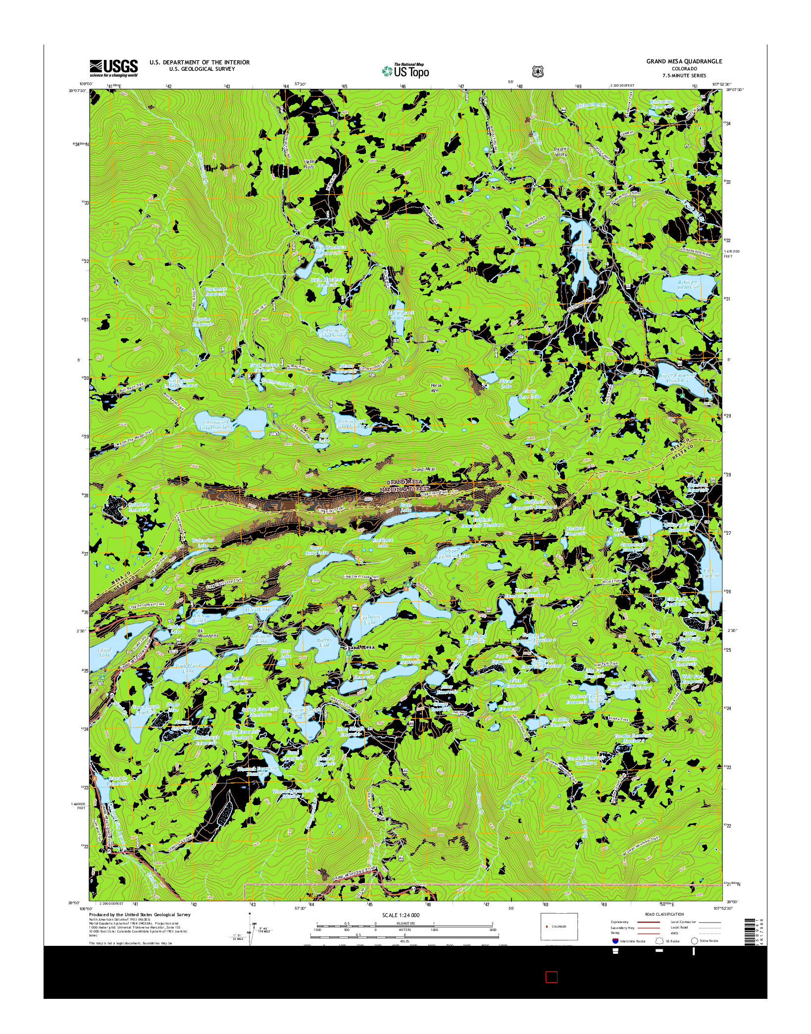 USGS US TOPO 7.5-MINUTE MAP FOR GRAND MESA, CO 2016