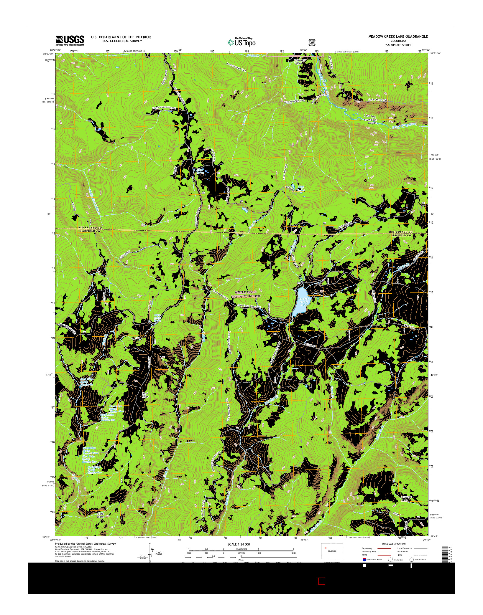 USGS US TOPO 7.5-MINUTE MAP FOR MEADOW CREEK LAKE, CO 2016