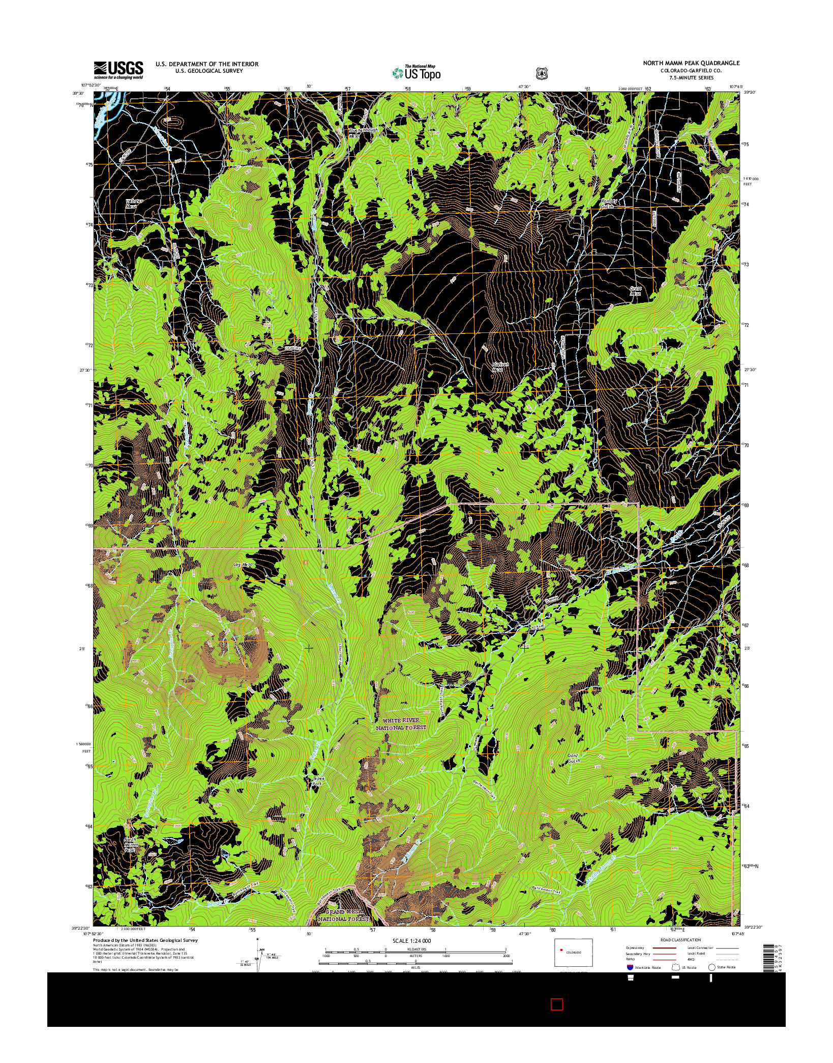 USGS US TOPO 7.5-MINUTE MAP FOR NORTH MAMM PEAK, CO 2016