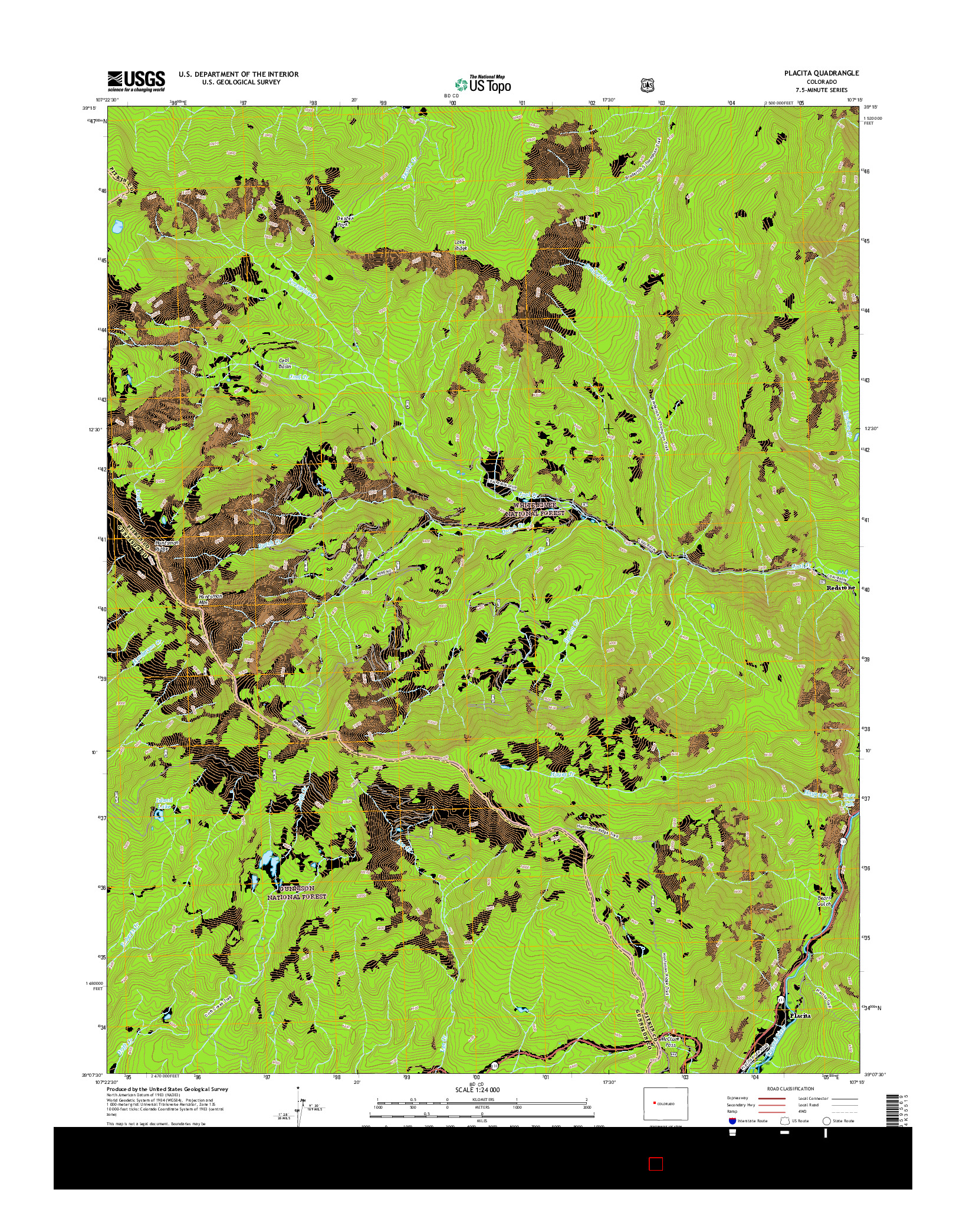 USGS US TOPO 7.5-MINUTE MAP FOR PLACITA, CO 2016