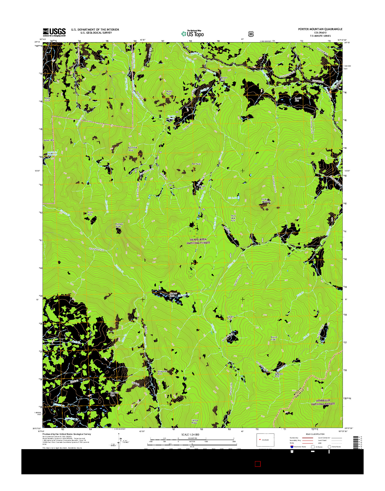 USGS US TOPO 7.5-MINUTE MAP FOR PORTER MOUNTAIN, CO 2016