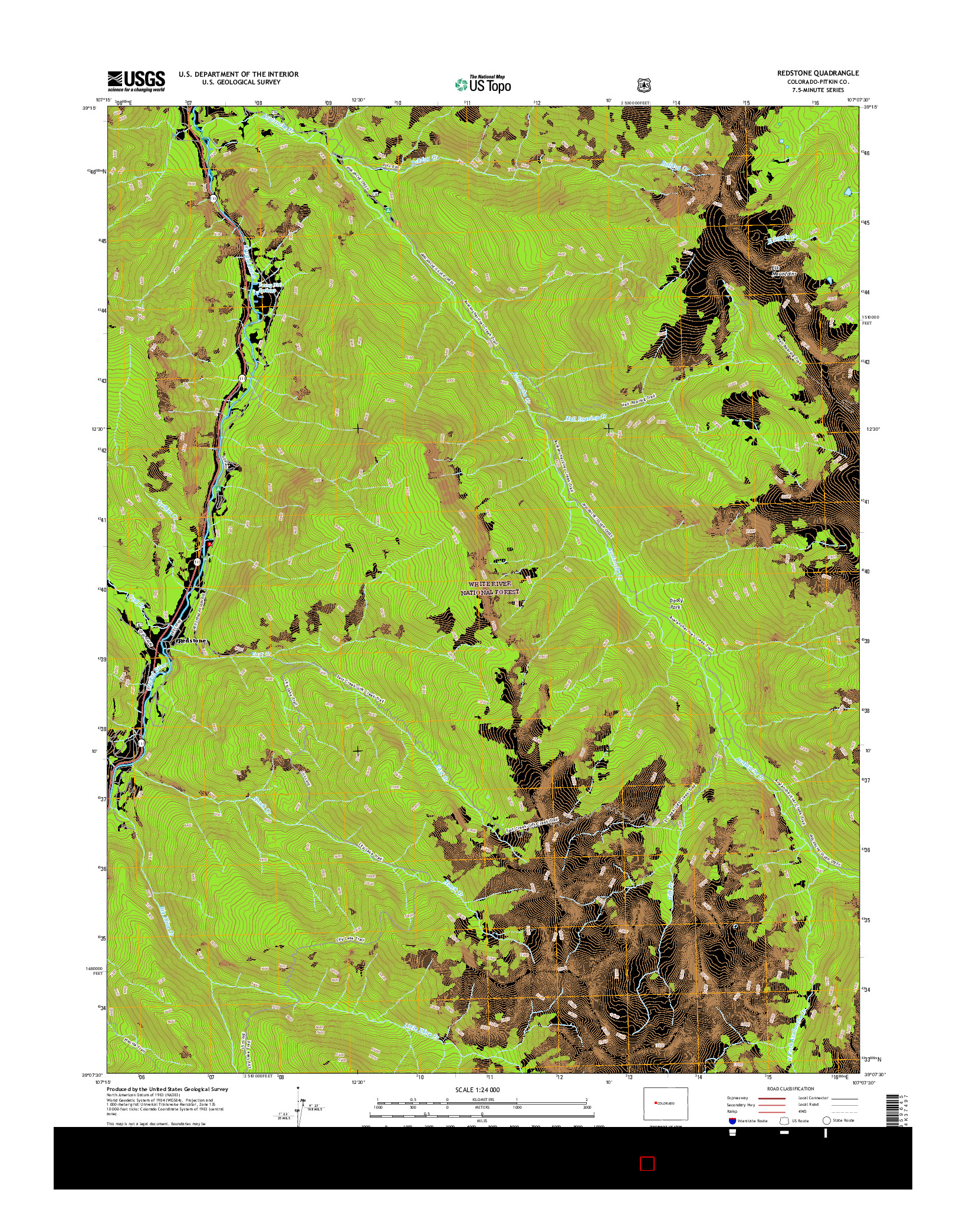 USGS US TOPO 7.5-MINUTE MAP FOR REDSTONE, CO 2016