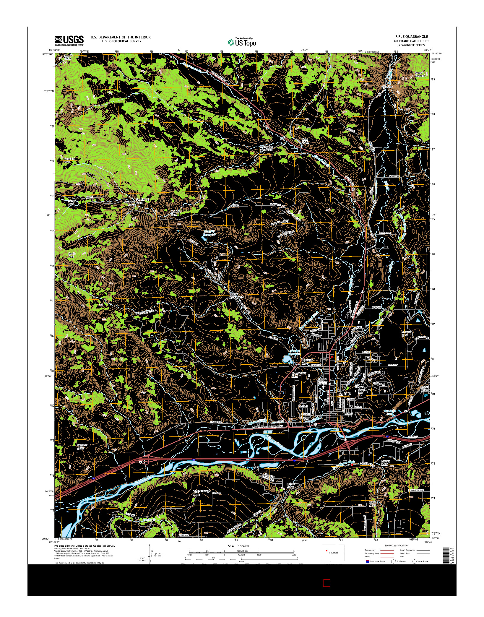 USGS US TOPO 7.5-MINUTE MAP FOR RIFLE, CO 2016