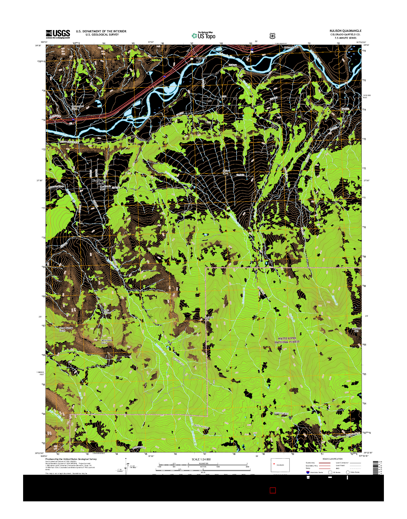 USGS US TOPO 7.5-MINUTE MAP FOR RULISON, CO 2016