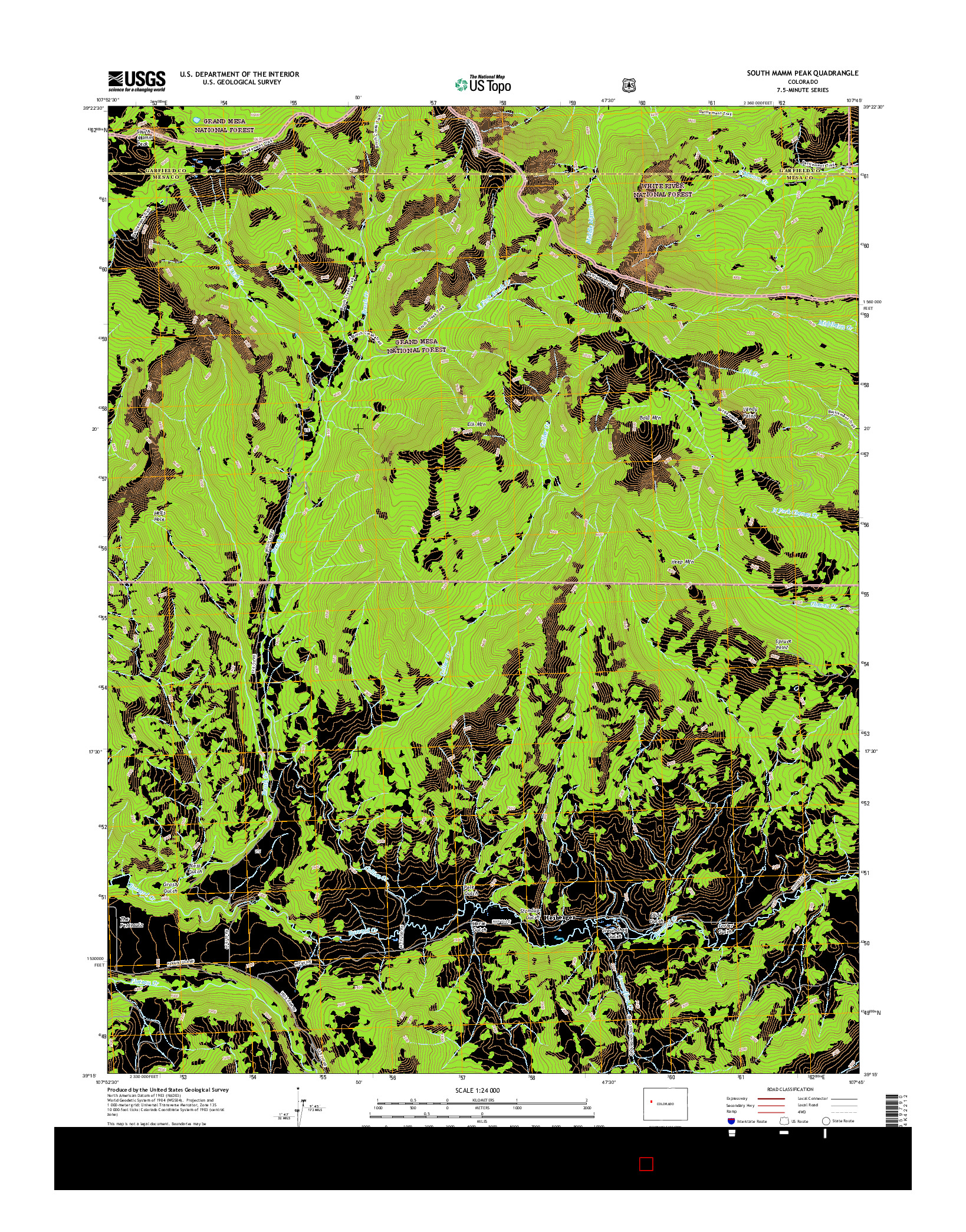 USGS US TOPO 7.5-MINUTE MAP FOR SOUTH MAMM PEAK, CO 2016