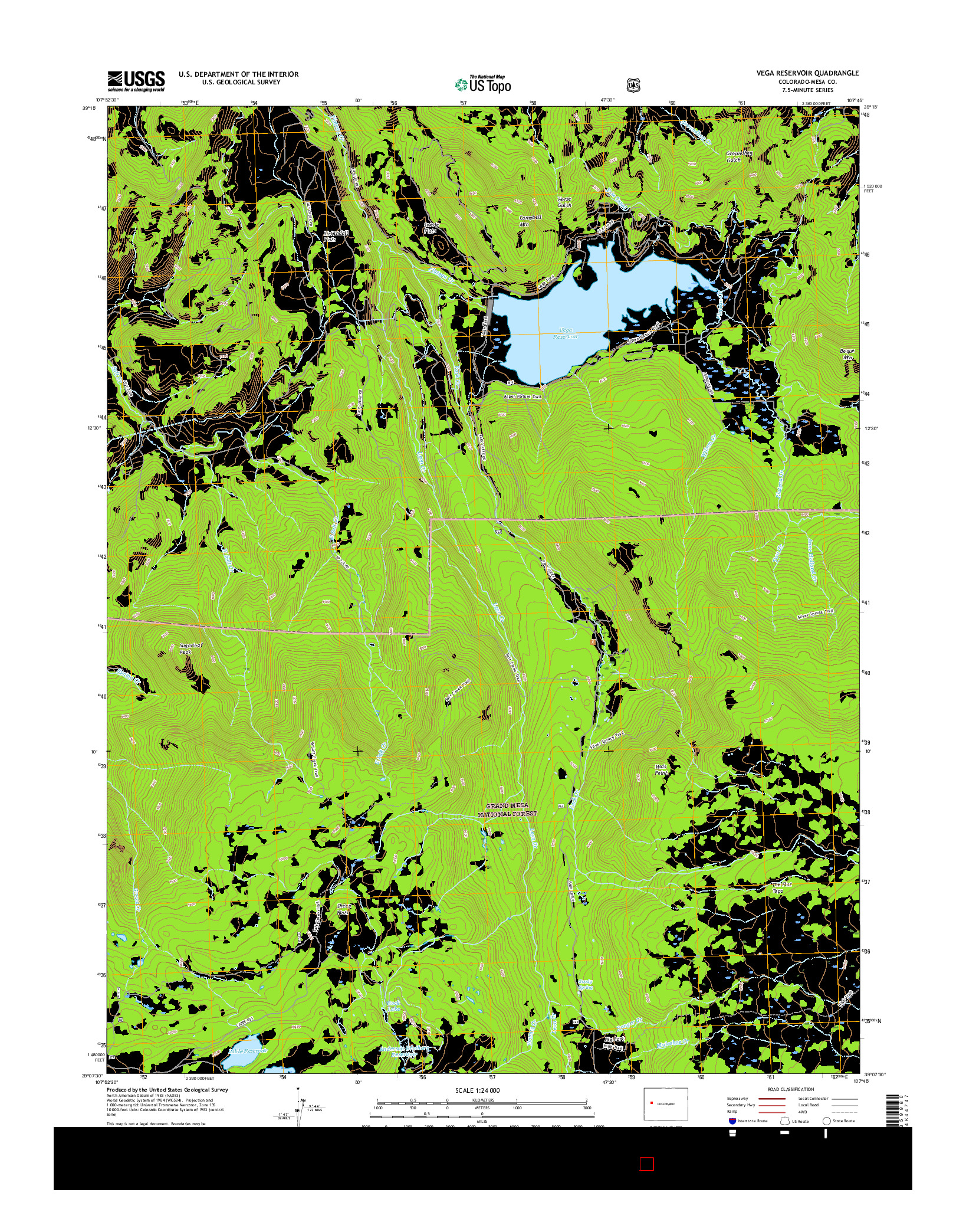 USGS US TOPO 7.5-MINUTE MAP FOR VEGA RESERVOIR, CO 2016