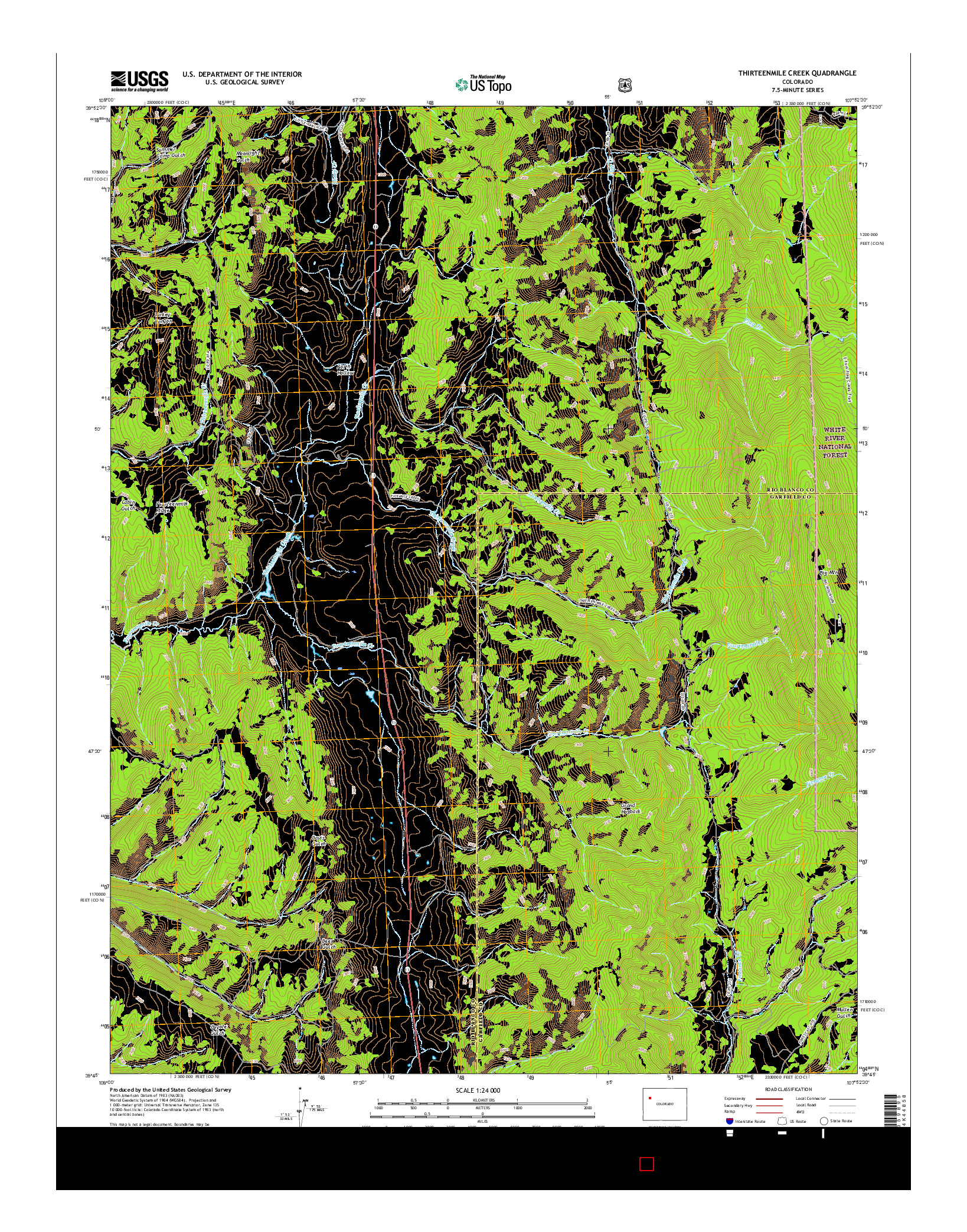 USGS US TOPO 7.5-MINUTE MAP FOR THIRTEENMILE CREEK, CO 2016