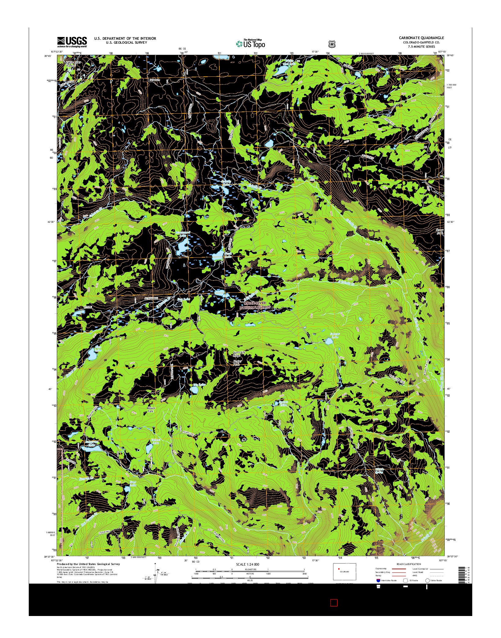 USGS US TOPO 7.5-MINUTE MAP FOR CARBONATE, CO 2016