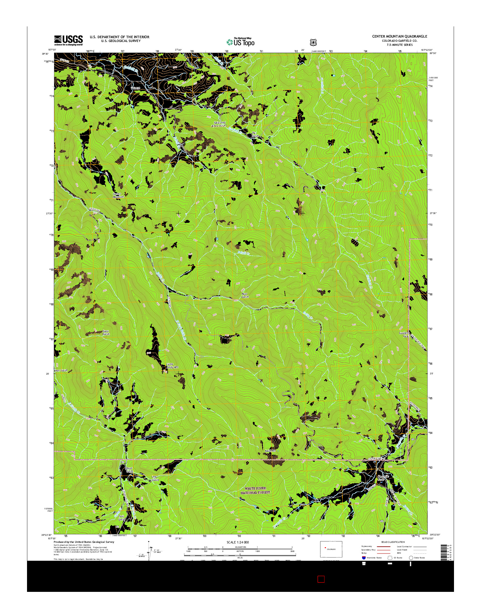 USGS US TOPO 7.5-MINUTE MAP FOR CENTER MOUNTAIN, CO 2016