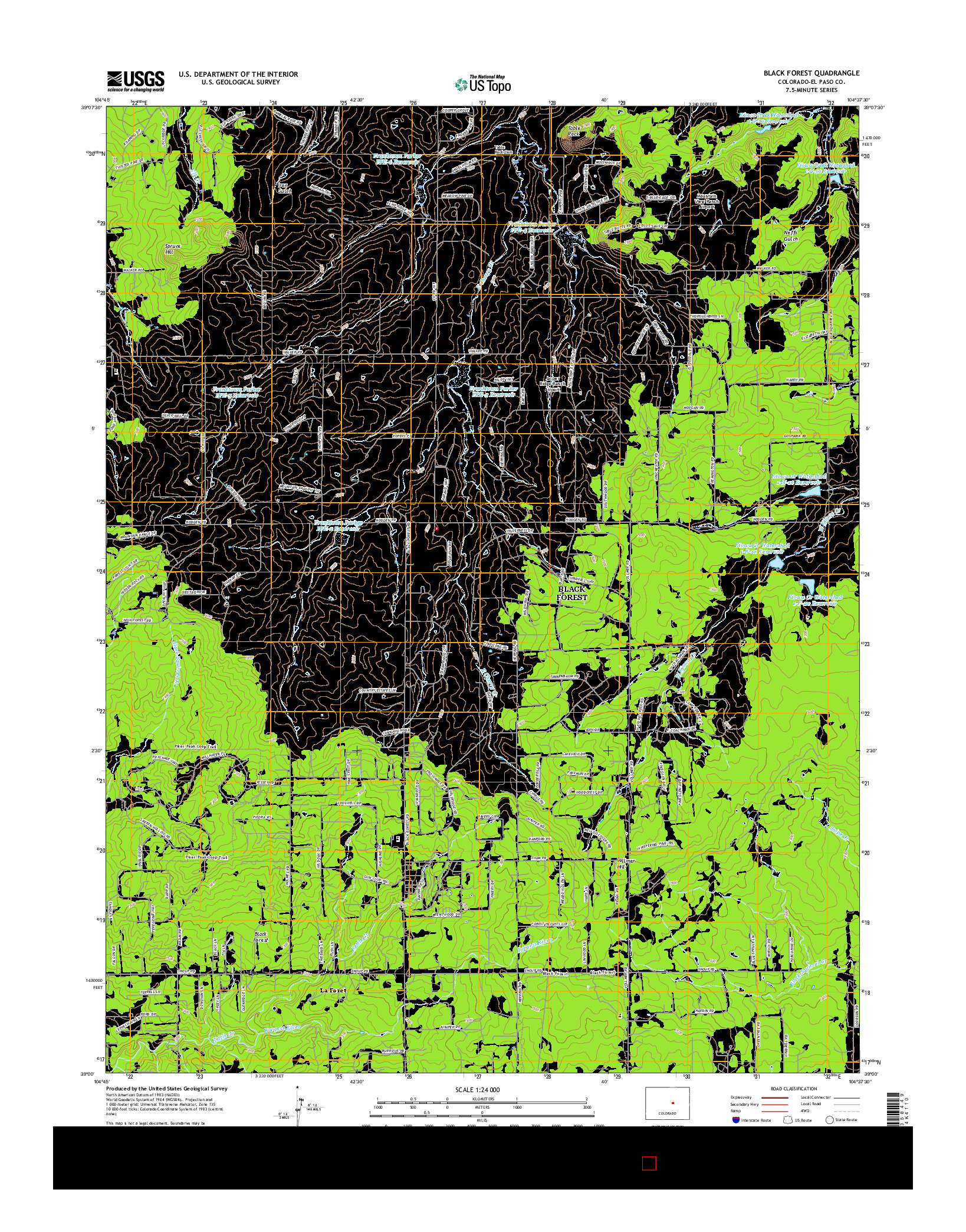 USGS US TOPO 7.5-MINUTE MAP FOR BLACK FOREST, CO 2016