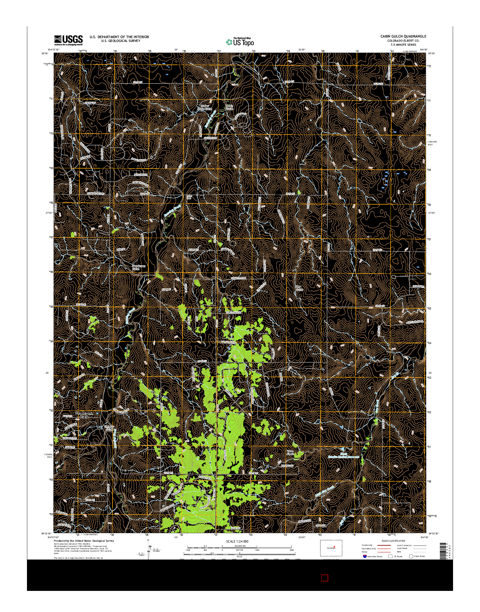 USGS US TOPO 7.5-MINUTE MAP FOR CABIN GULCH, CO 2016