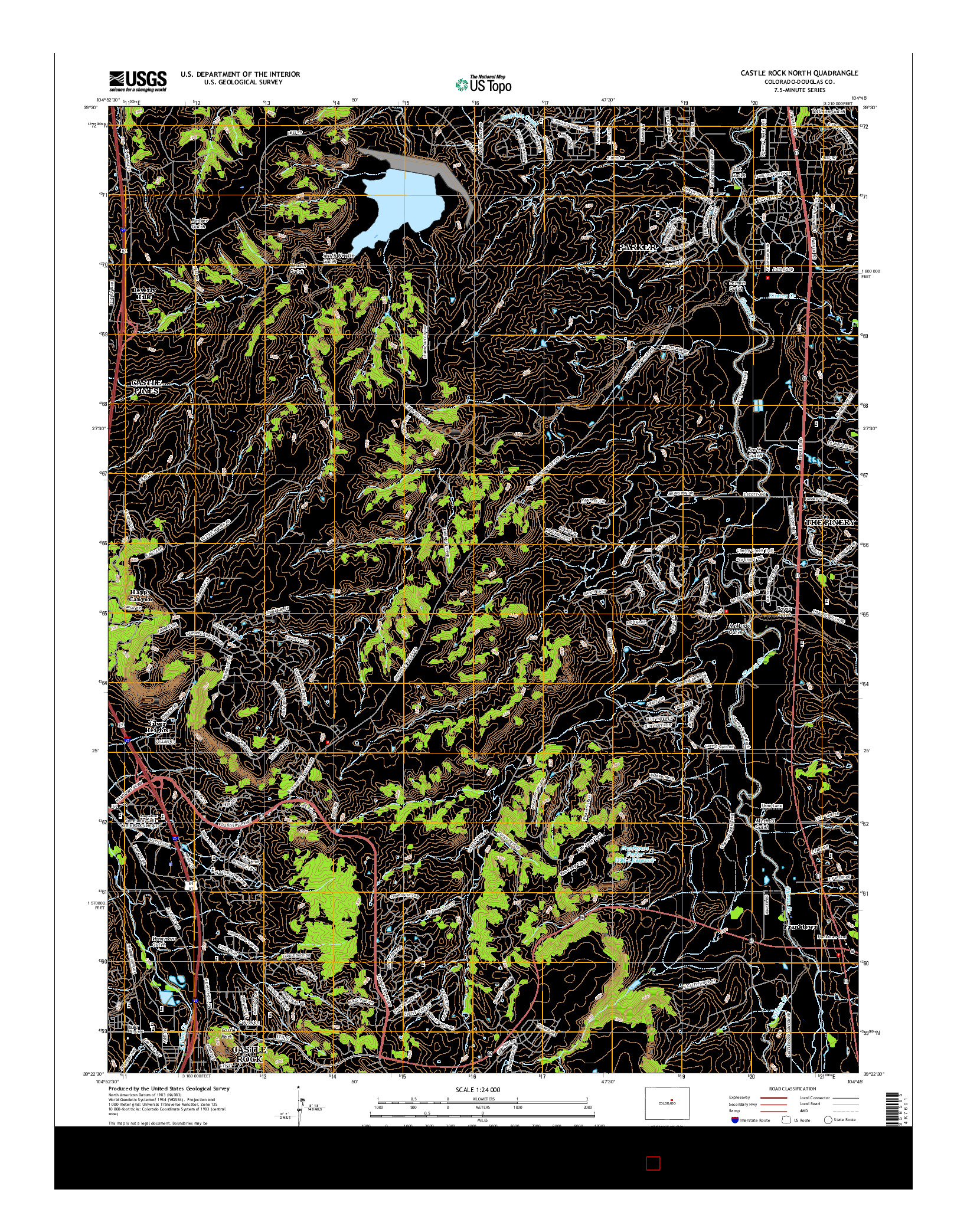 USGS US TOPO 7.5-MINUTE MAP FOR CASTLE ROCK NORTH, CO 2016