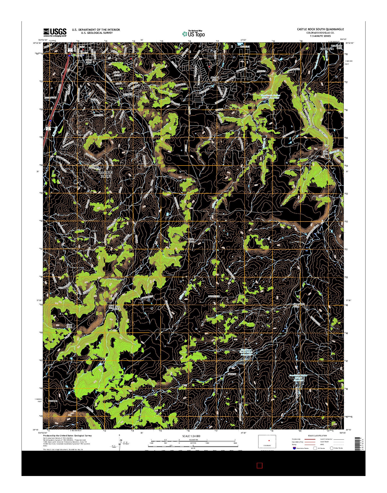 USGS US TOPO 7.5-MINUTE MAP FOR CASTLE ROCK SOUTH, CO 2016