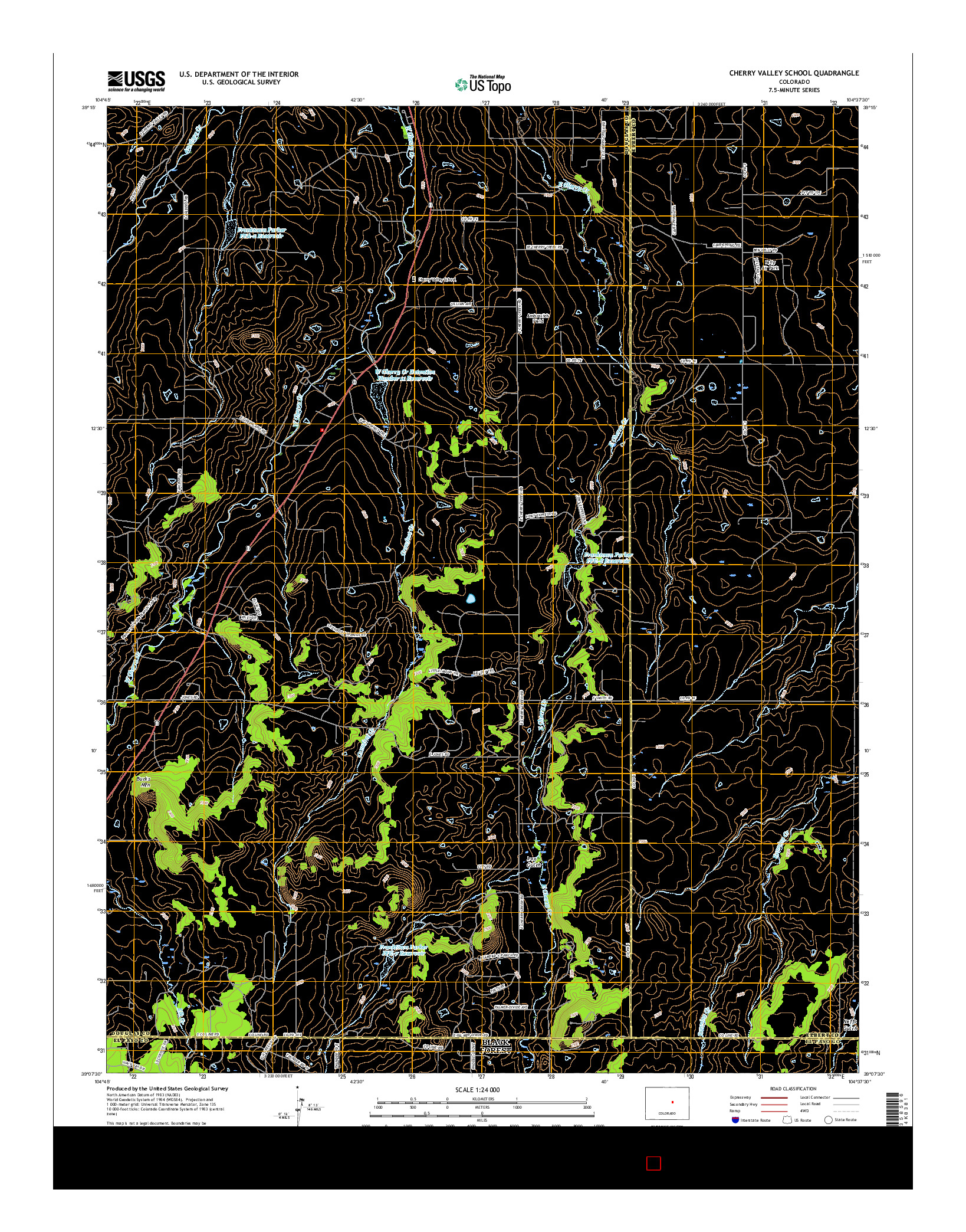 USGS US TOPO 7.5-MINUTE MAP FOR CHERRY VALLEY SCHOOL, CO 2016